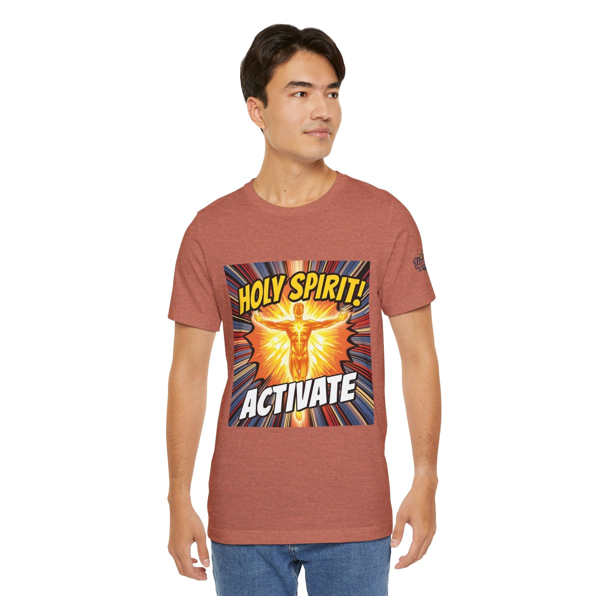 Holy Spirit Activate T-shirt – Superhero Christian T-shirt with Vibrant Power-Up Design for Faith-Fueled Boldness Printify