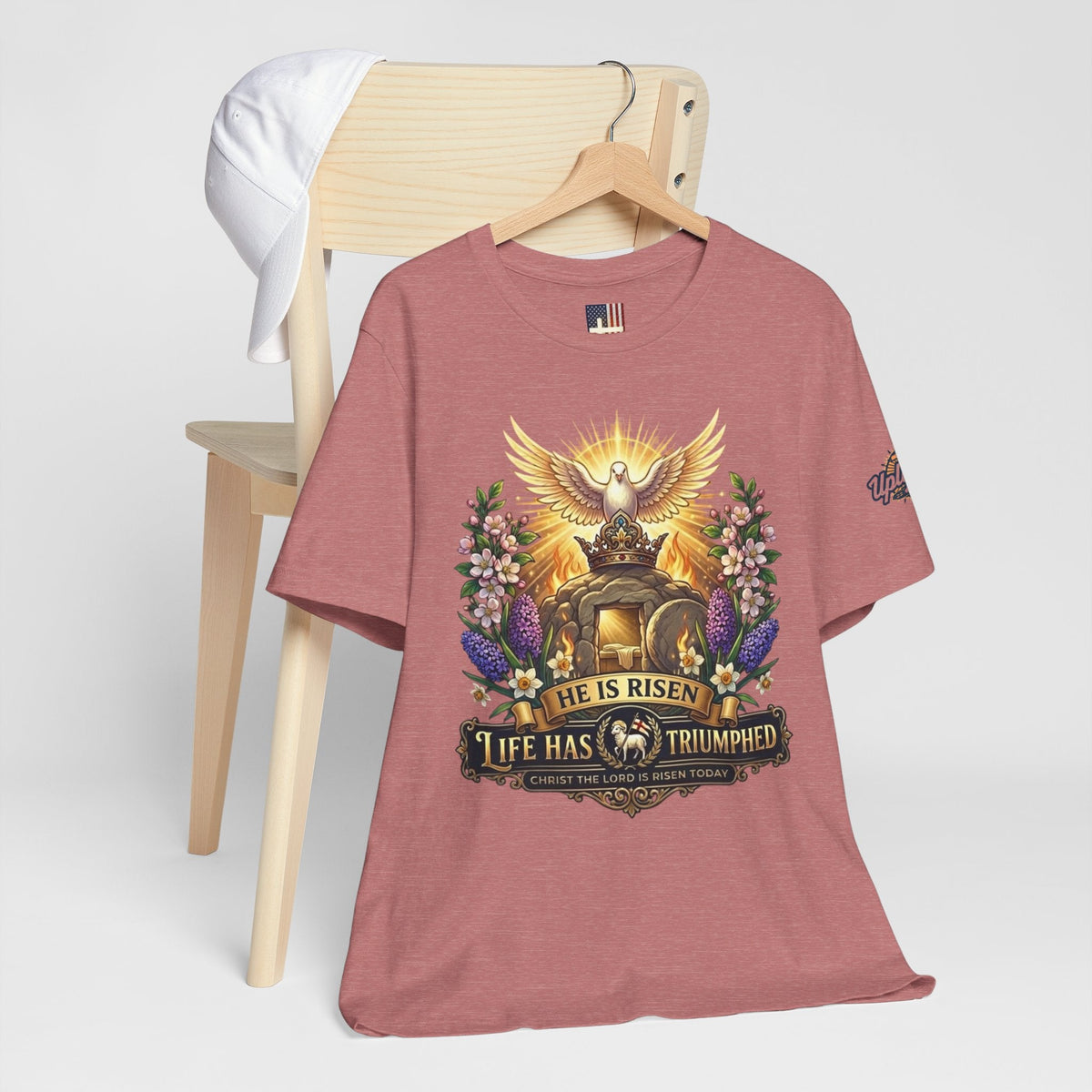 He Is Risen "Life Has Triumphed" T-Shirt — Easter Resurrection Christian Tee Printify