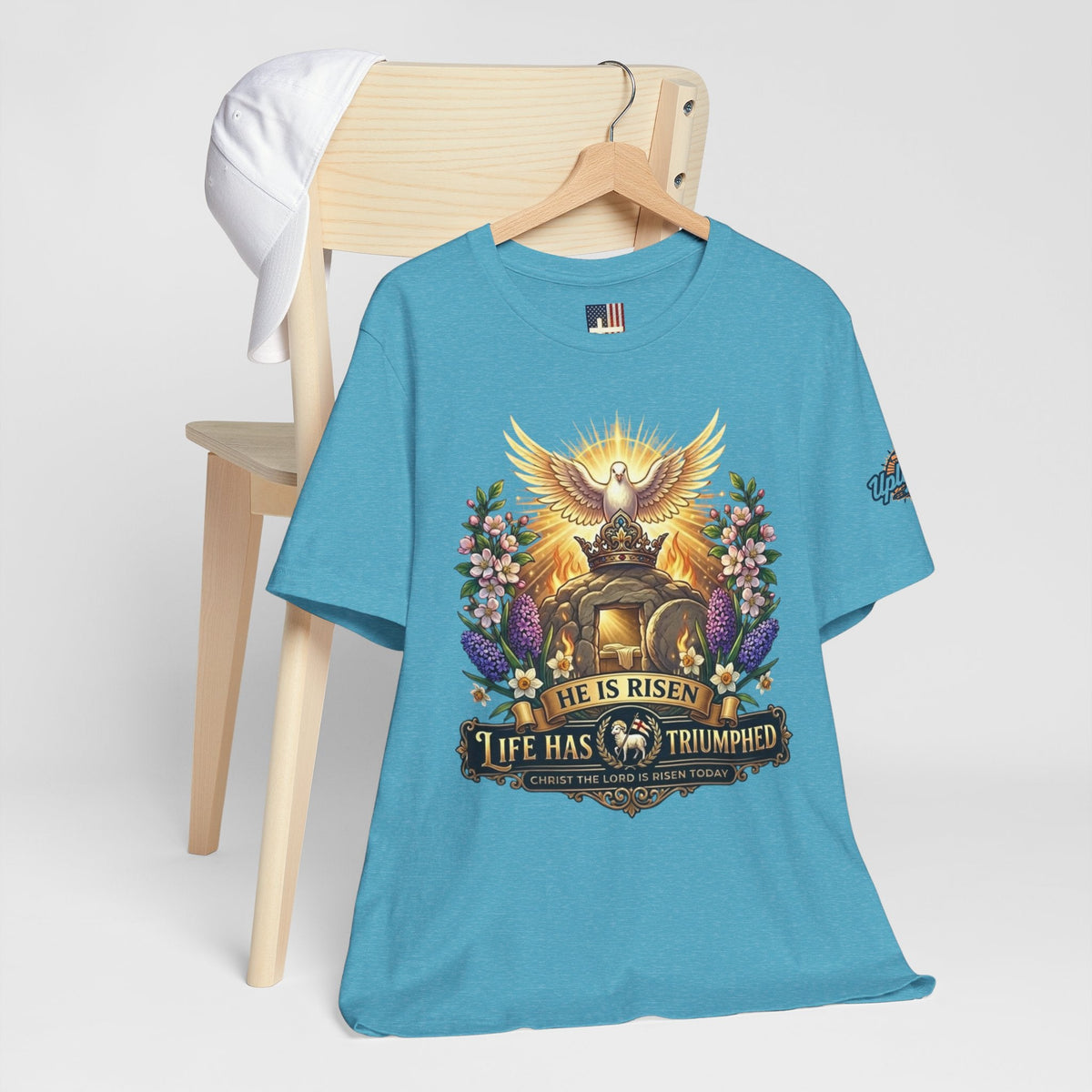 He Is Risen "Life Has Triumphed" T-Shirt — Easter Resurrection Christian Tee Printify