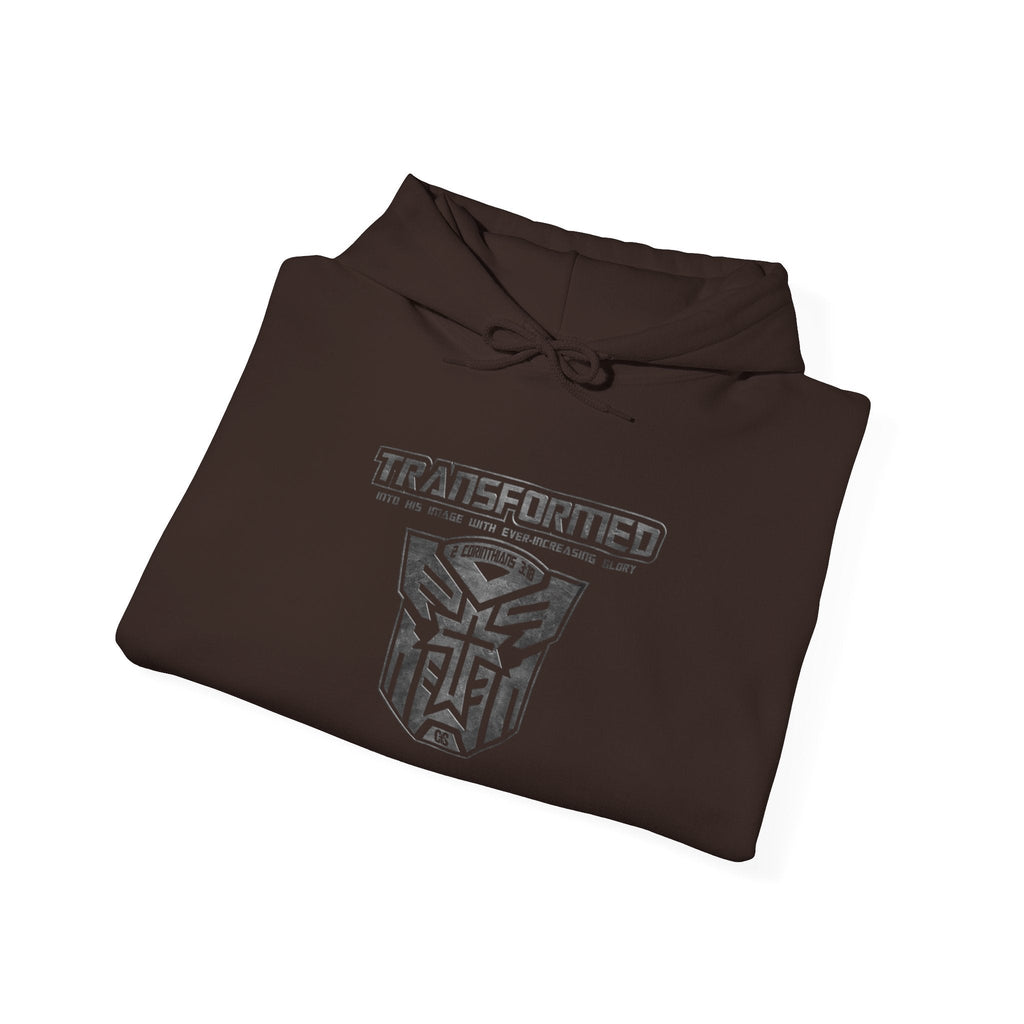 Transformer Logo Christian Hoodie | 2 Corinthians 3:18 Bible Verse Hoodie Printify