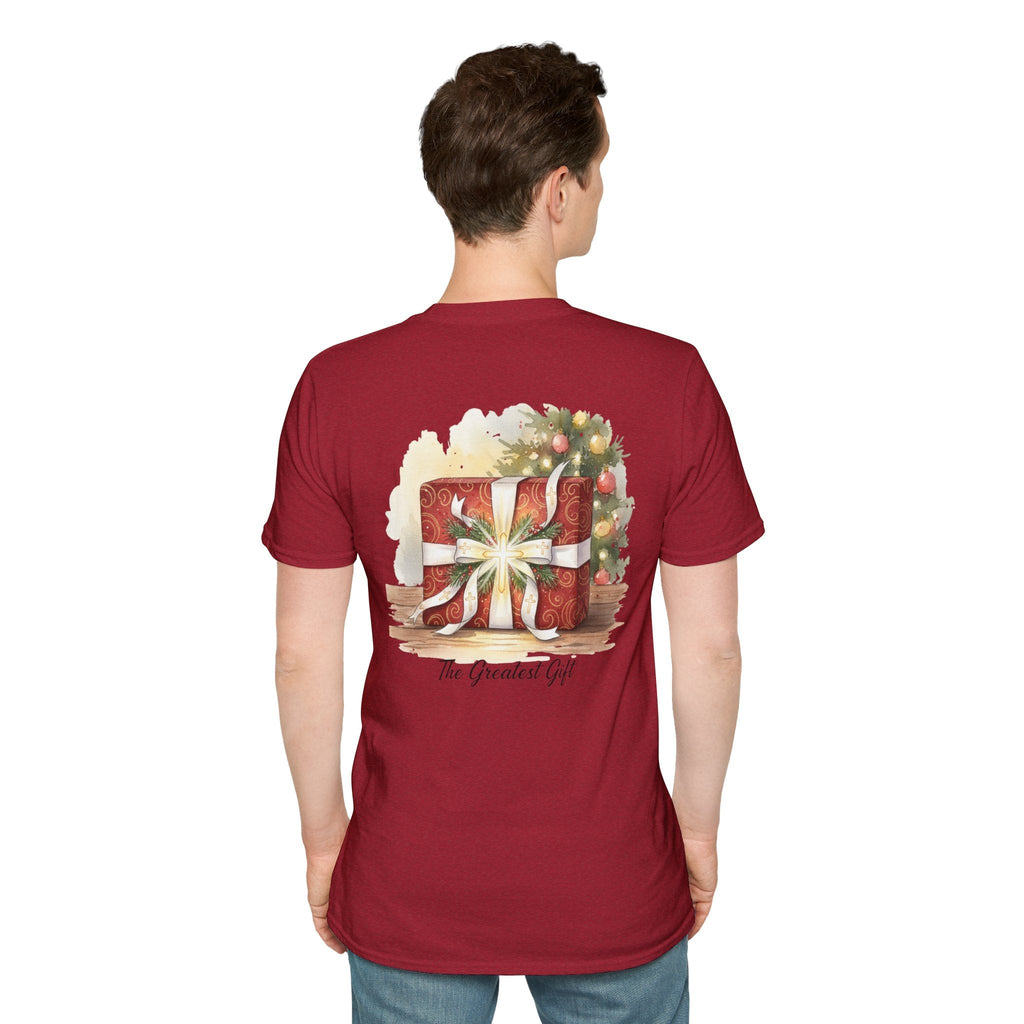 The Greatest Gift T-shirt – Cross Bow Present Christian T-shirt for Christmas Salvation & Eternal Faith Printify