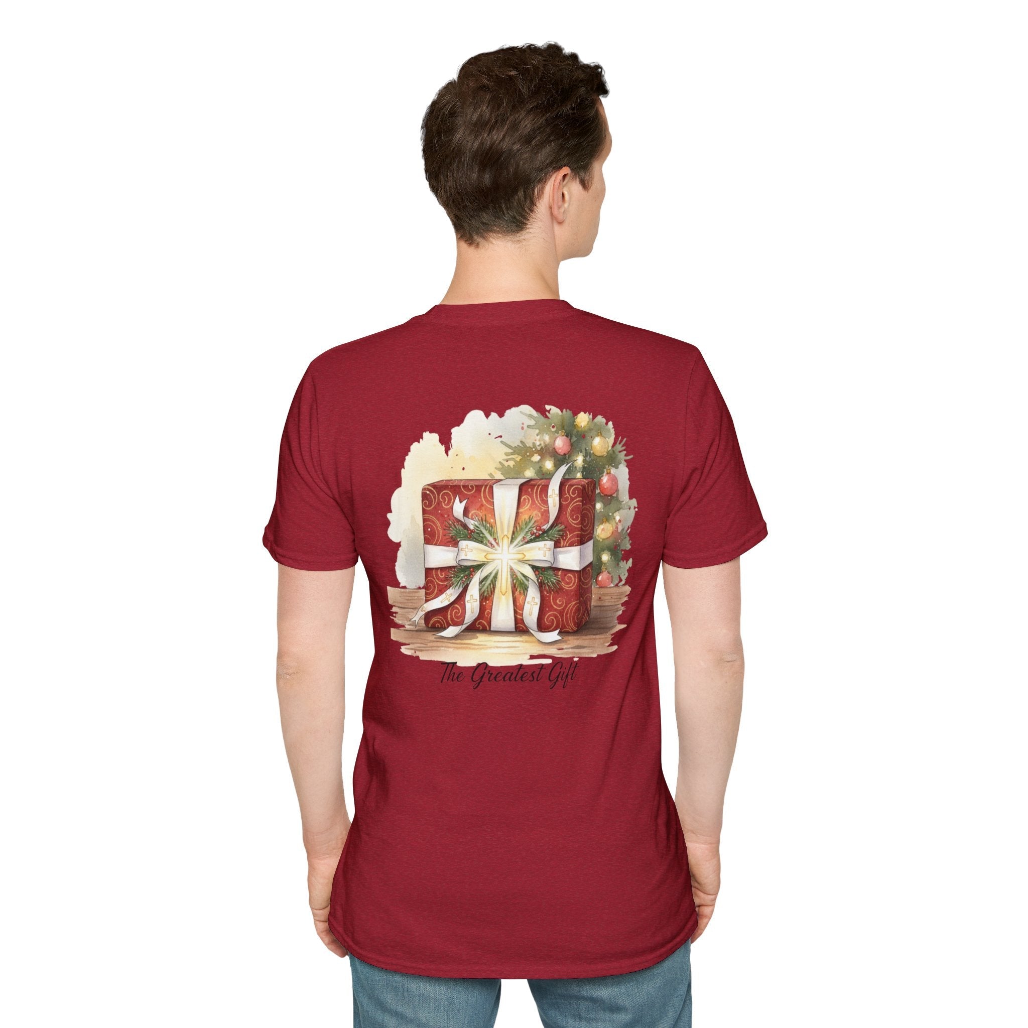 The Greatest Gift T-shirt – Cross Bow Present Christian T-shirt for Christmas Salvation & Eternal Faith Printify