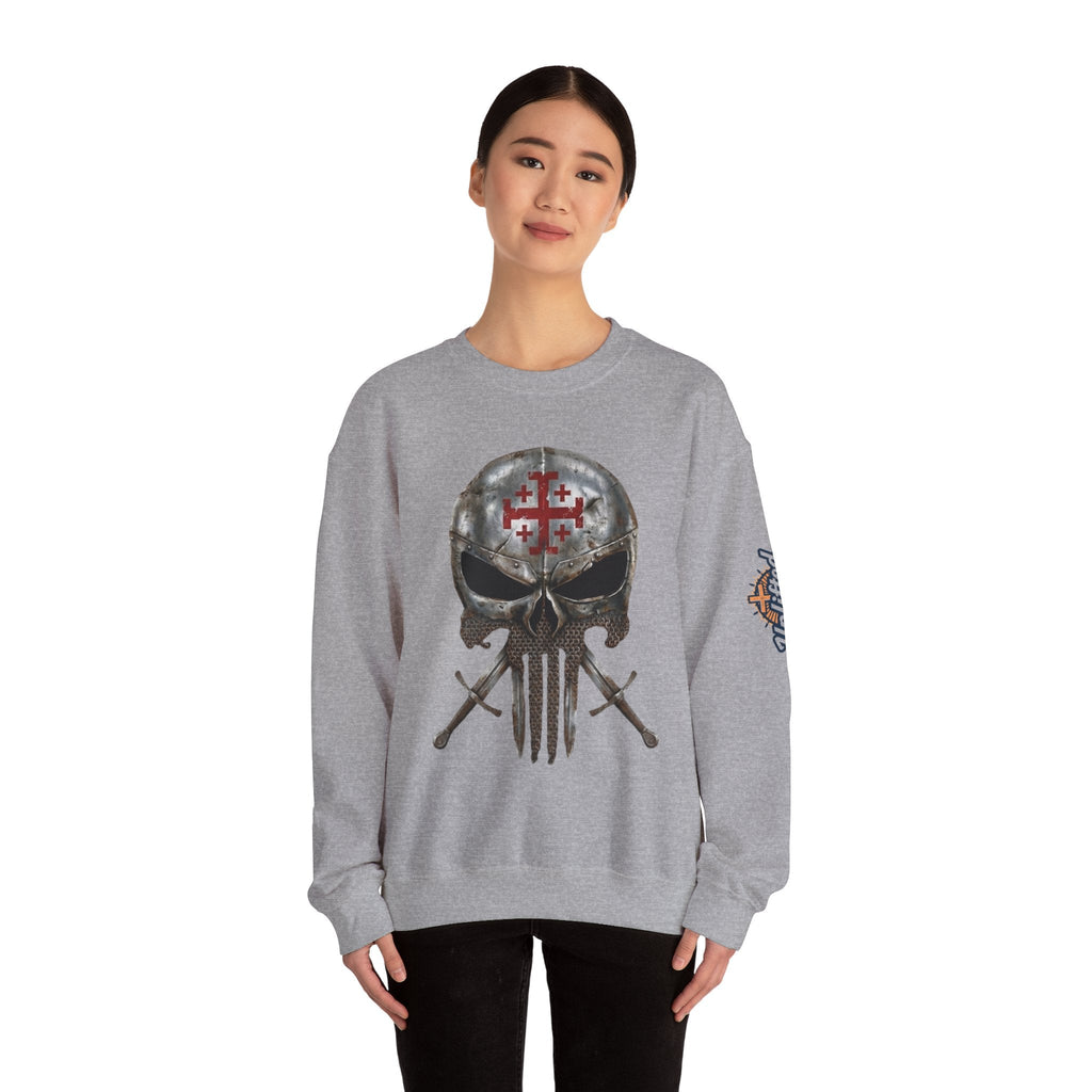 Crusader Knight Christian Skull Sweatshirt - Warrior Armor of God Sweatshirt Printify
