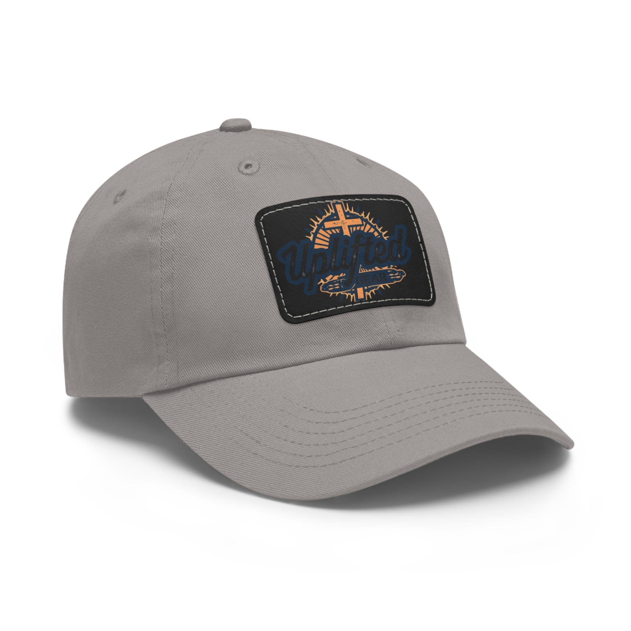 Uplifted Gear Leather Patch Dad Hat — Vintage Aviation Logo Cap Printify
