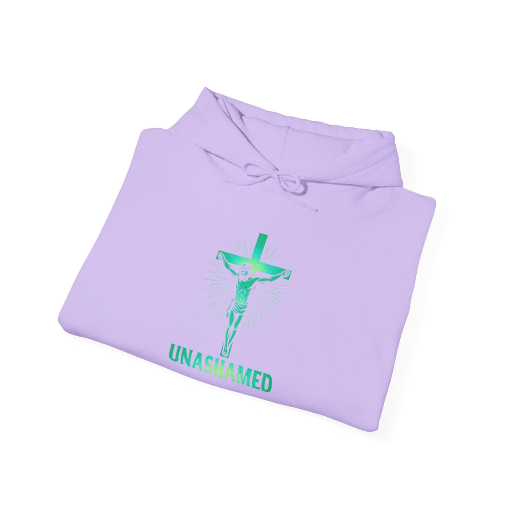 Unashamed Hoodie – Romans 1:16 Crucifixion Christian Hoodie for Bold Unwavering Faith Printify
