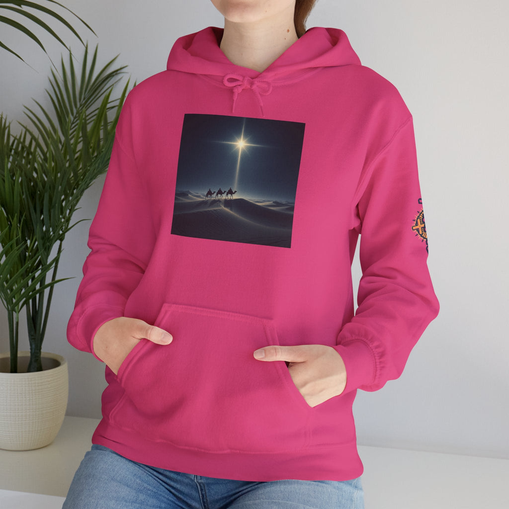 3 Wise Men Hoodie – Magi Camels Nativity Journey Christian Christmas Sweatshirt for Epiphany Faith & Holy Night Printify