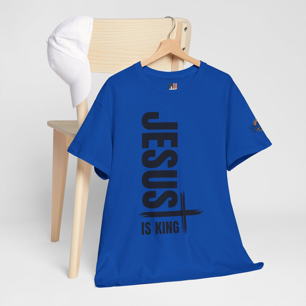 Jesus Is King T-shirt | Modern Typographic Cross Christian T-shirt Printify