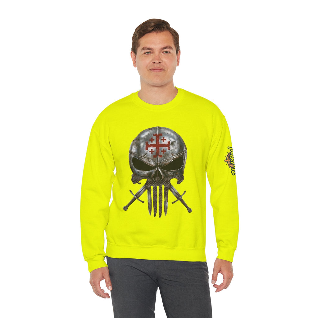 Crusader Knight Christian Skull Sweatshirt - Warrior Armor of God Sweatshirt Printify