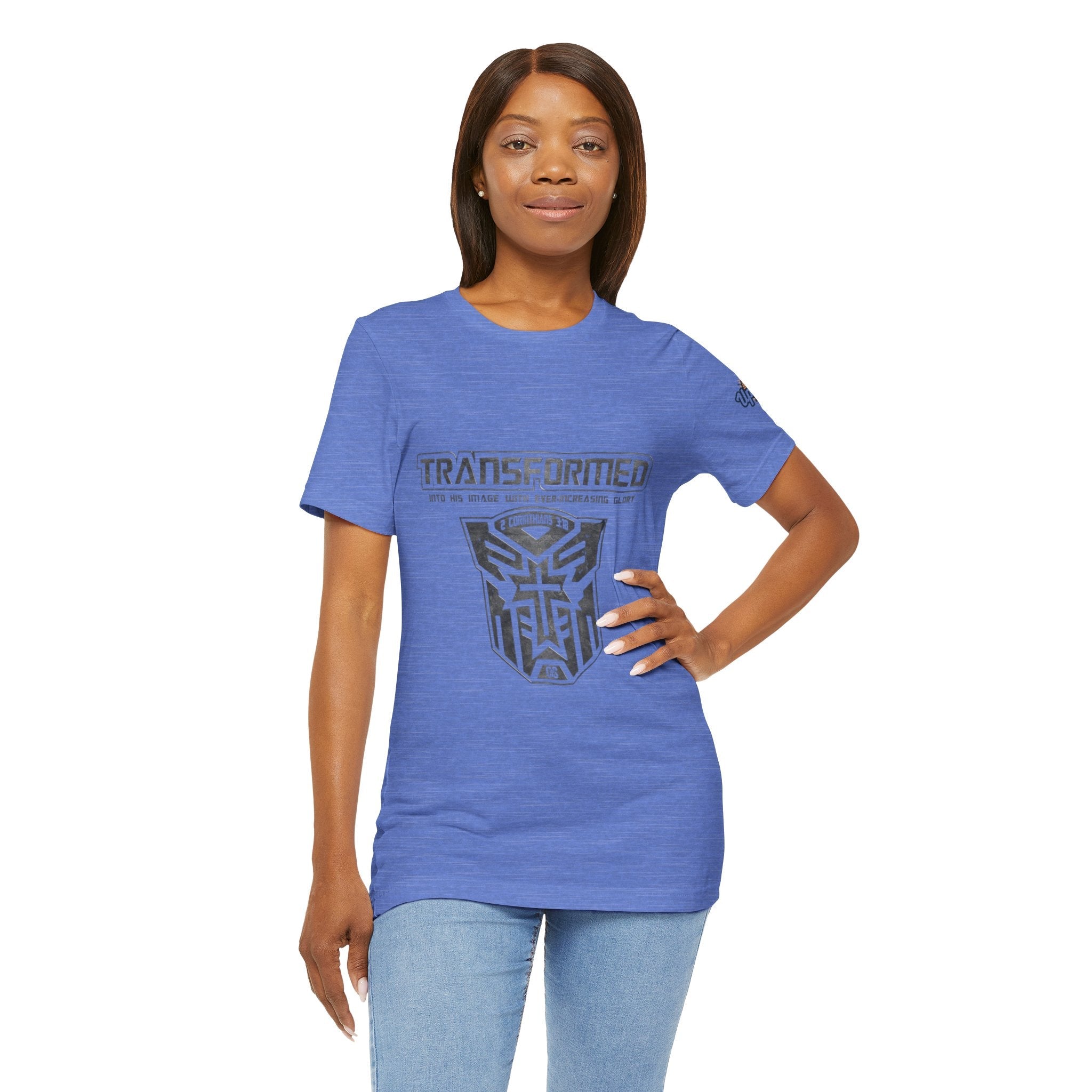 Transformer Logo Christian T-shirt | 2 Corinthians 3:18 Bible Verse T-shirt Printify