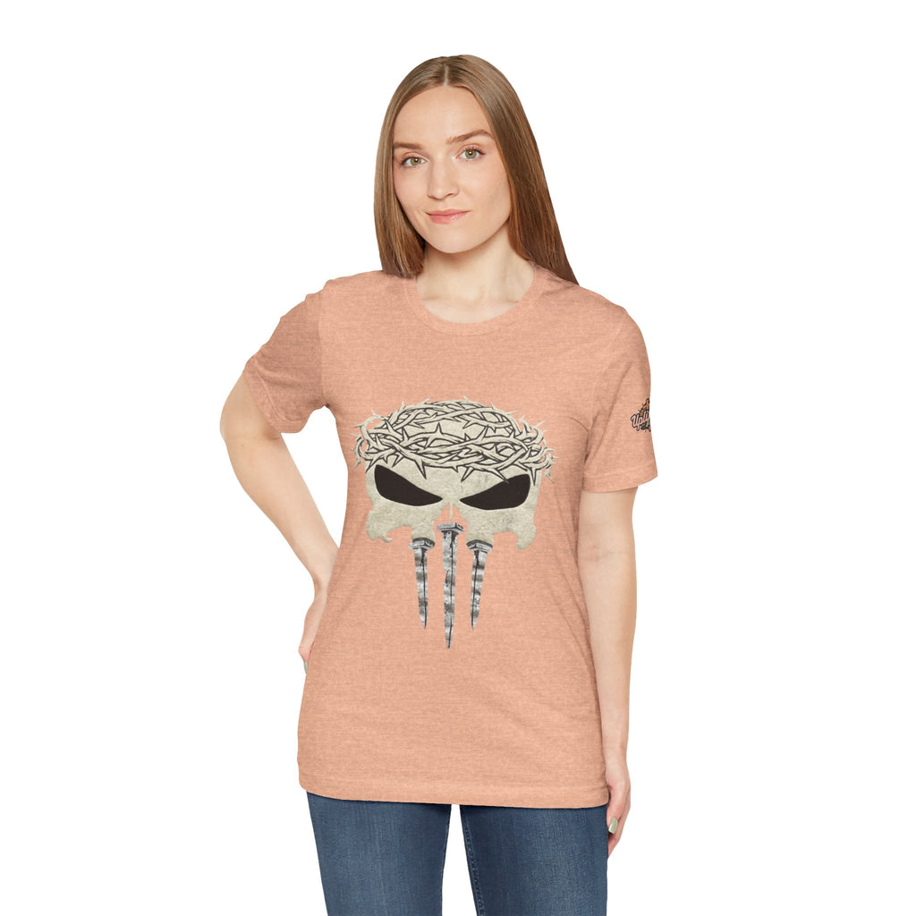 Christian Skull T-shirt - Crown of Thorns & Nails - Warrior Faith T-shirt Printify