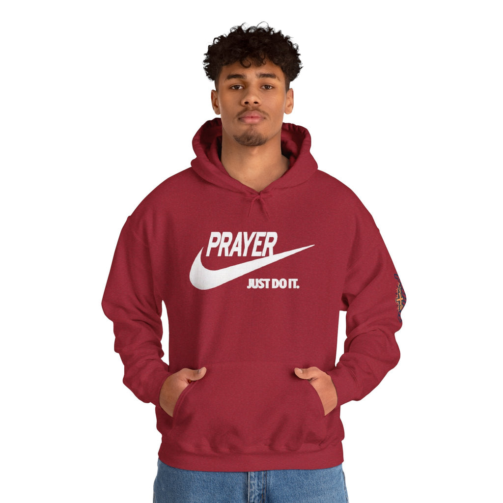 Prayer Just Do It Hoodie - Funny Christian Nike Parody Hoodie - Faith Gear Printify