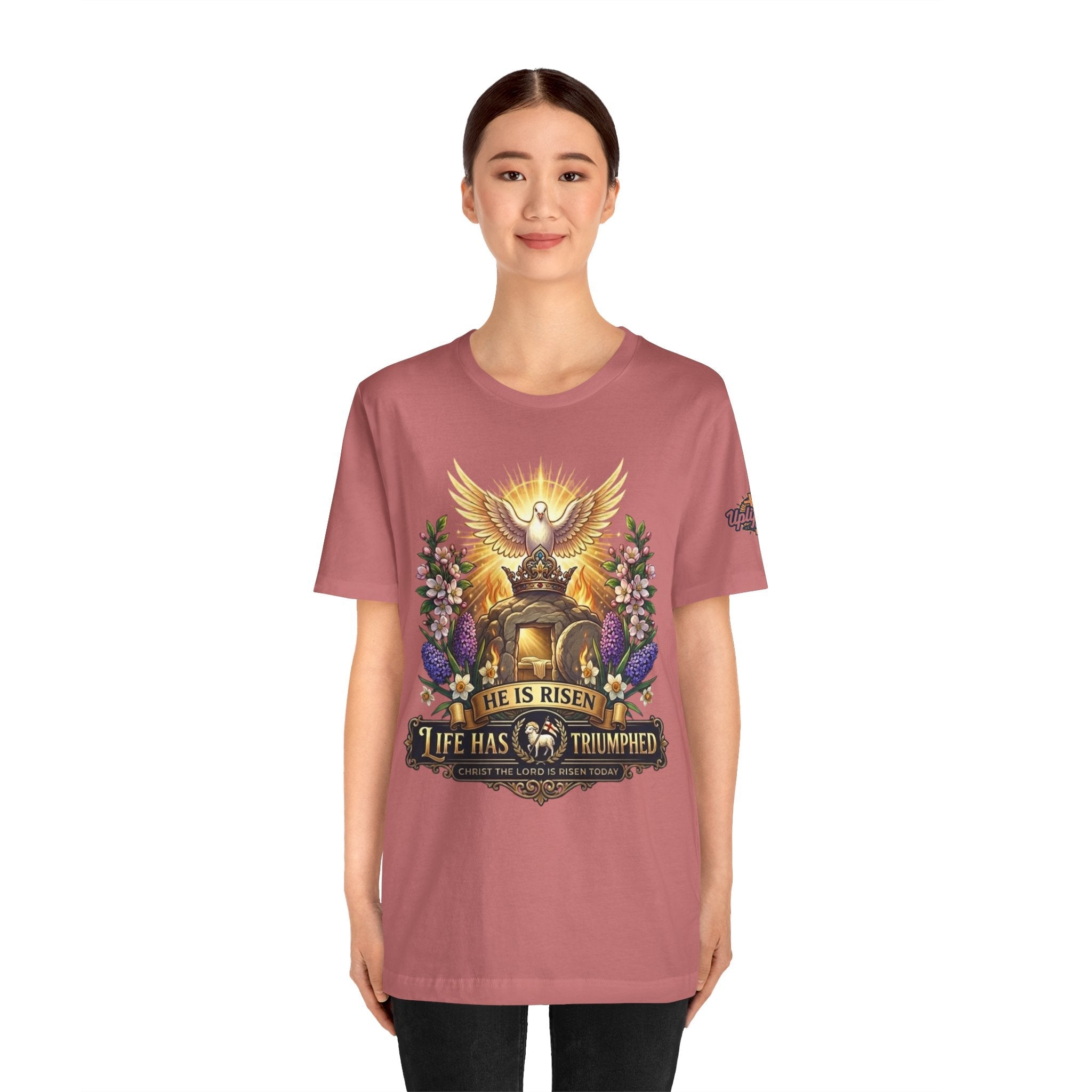 He Is Risen "Life Has Triumphed" T-Shirt — Easter Resurrection Christian Tee Printify