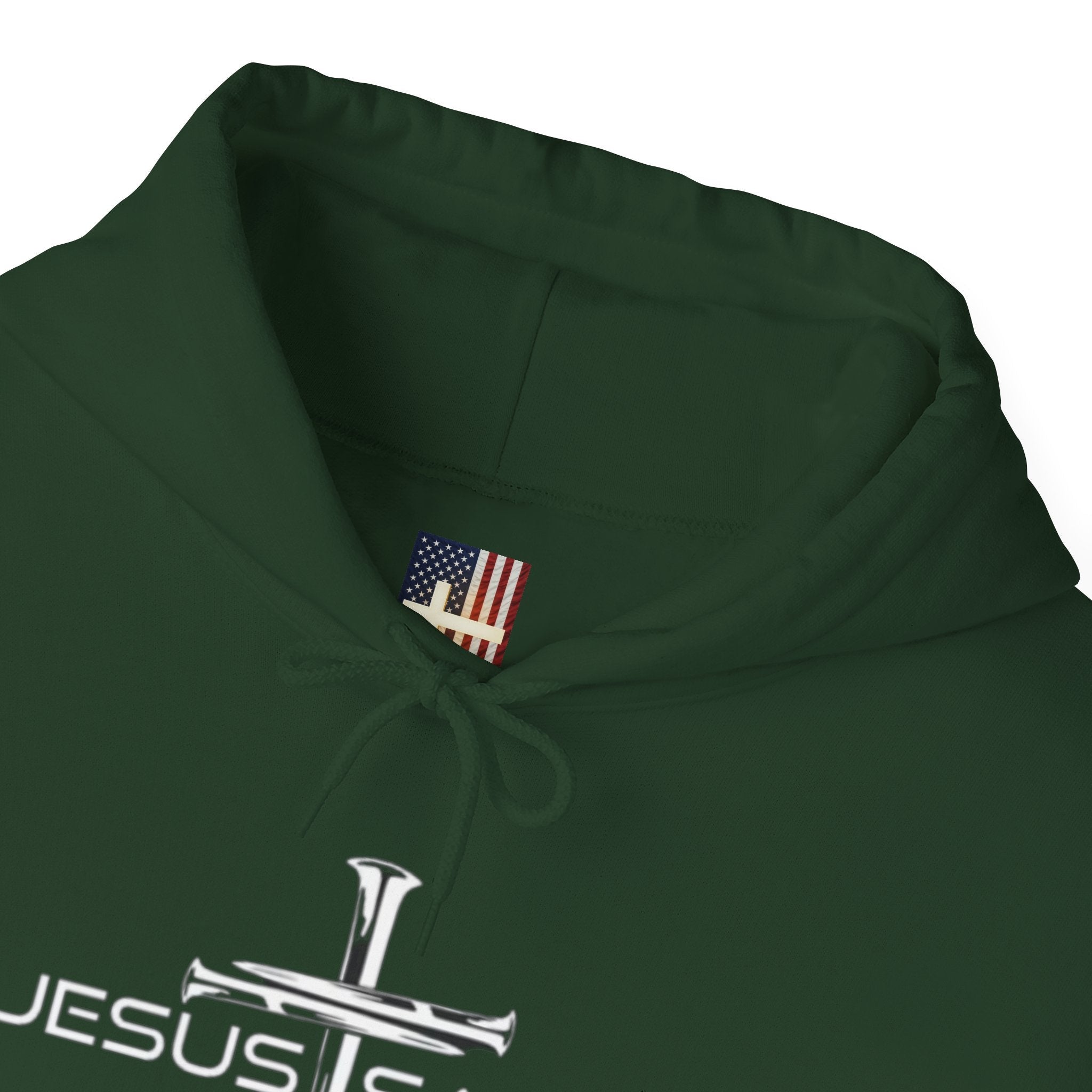 Jesus Saves Hoodie – 3 Nails Crucifix Cross Christian Sweatshirt for Redemption Faith & Bold Salvation Printify