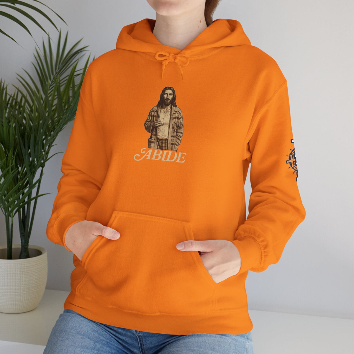 Abide Jesus Hoodie — Vintage 'The Dude' Religious Graphic Hoodie Printify