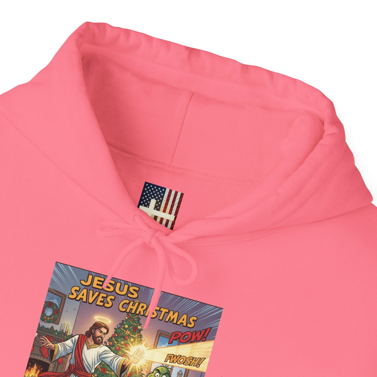 Jesus Saves Christmas Hoodie – Grinch vs Savior Light Battle Christian Sweatshirt for Hilarious Holiday Faith & True Joy Printify