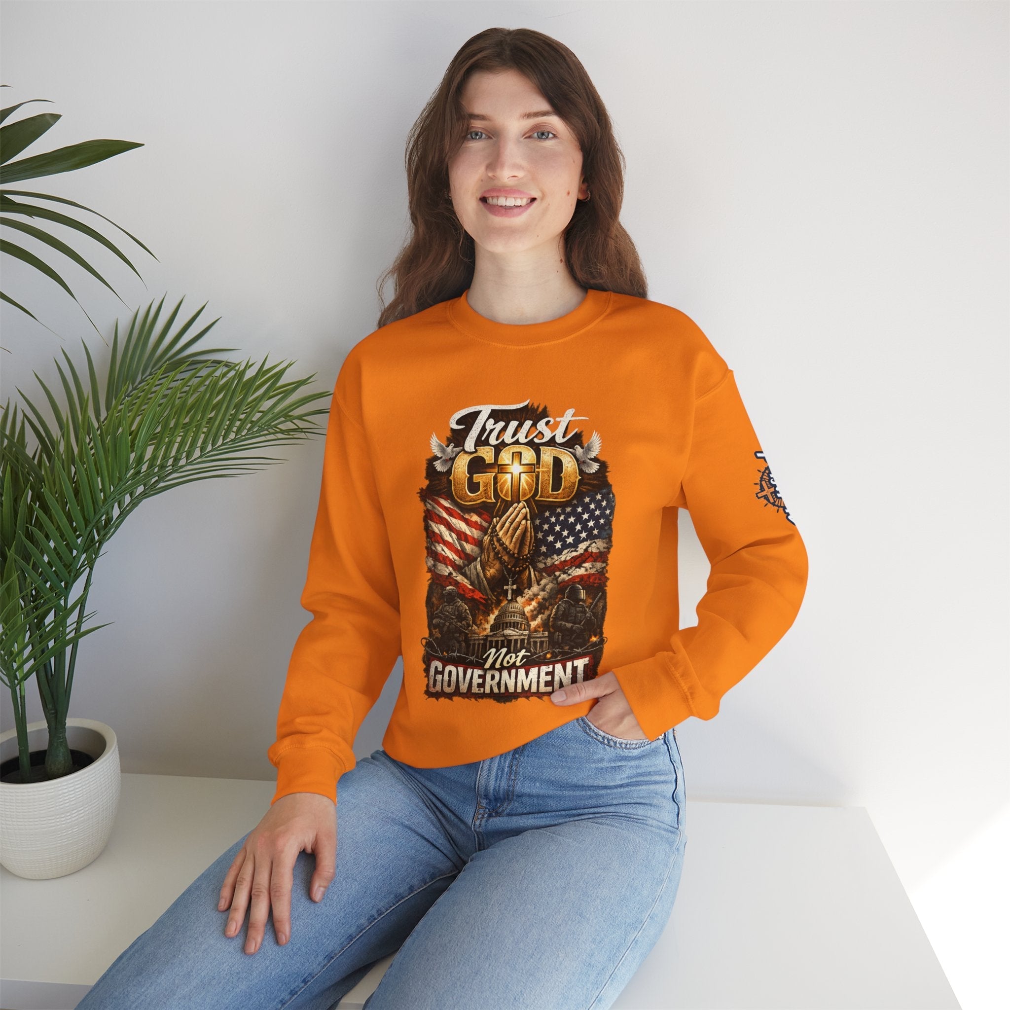 Trust God Not Government Sweatshirt — Vintage Patriotic Christian Sweatshirt Printify