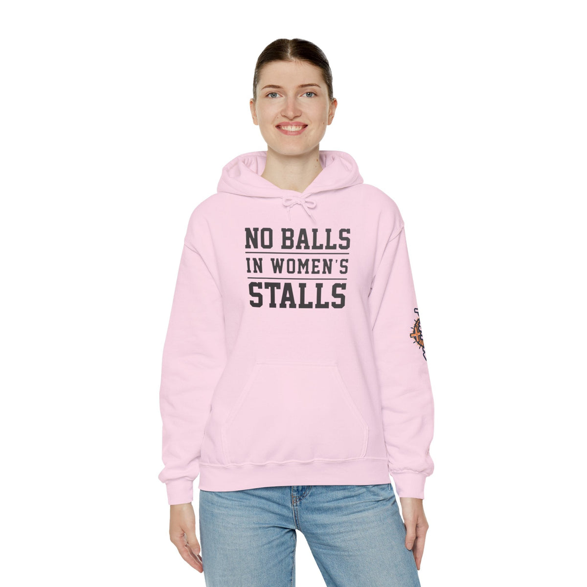 "No Balls in Women's Stalls" Statement Hoodie — Protest Sweatshirt Printify