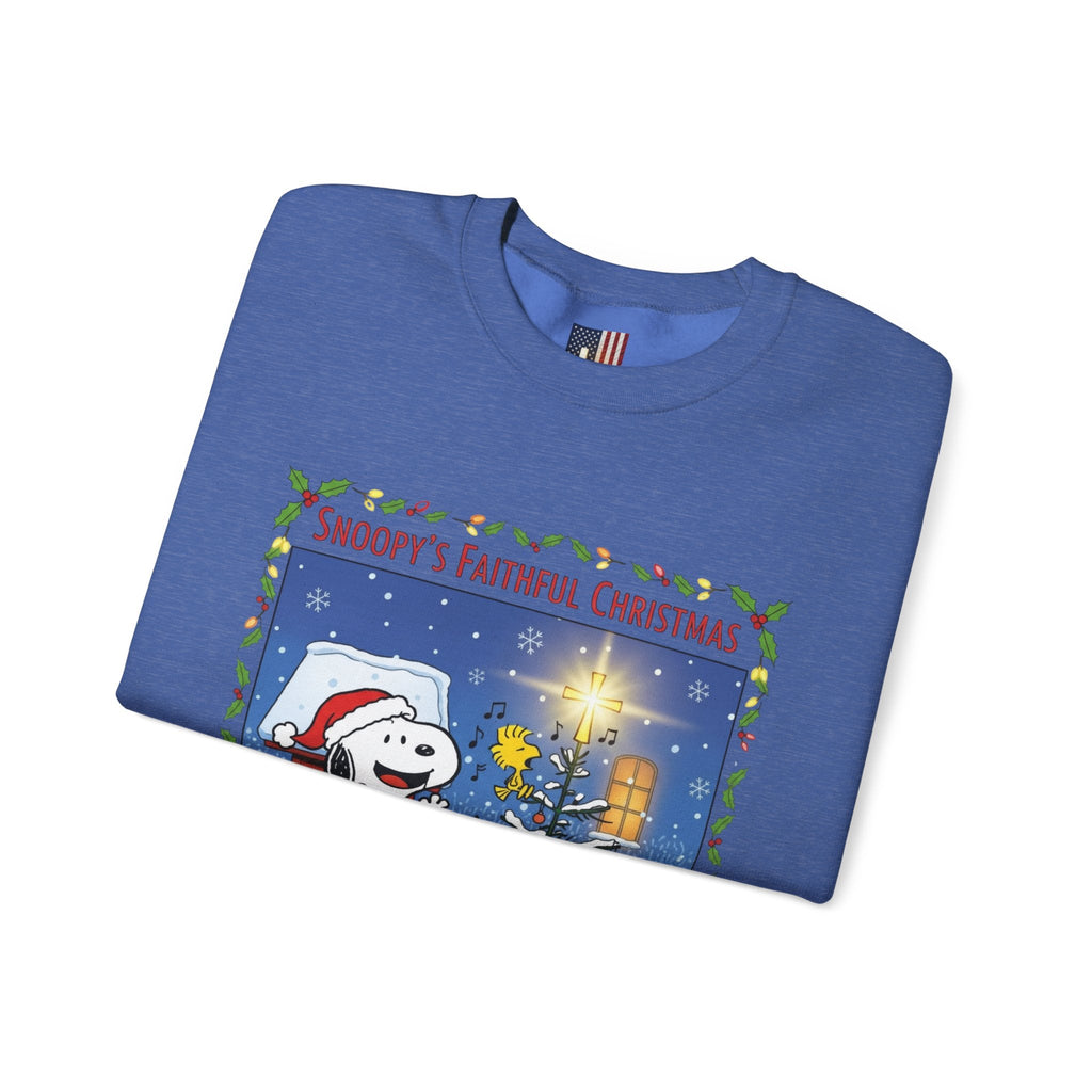 🎄 Faithful Christmas Friends – Christian Holiday Sweatshirt | Festive Tree & Cartoon Duo | Heartwarming Christmas Tee by Uplifted Gear Printify