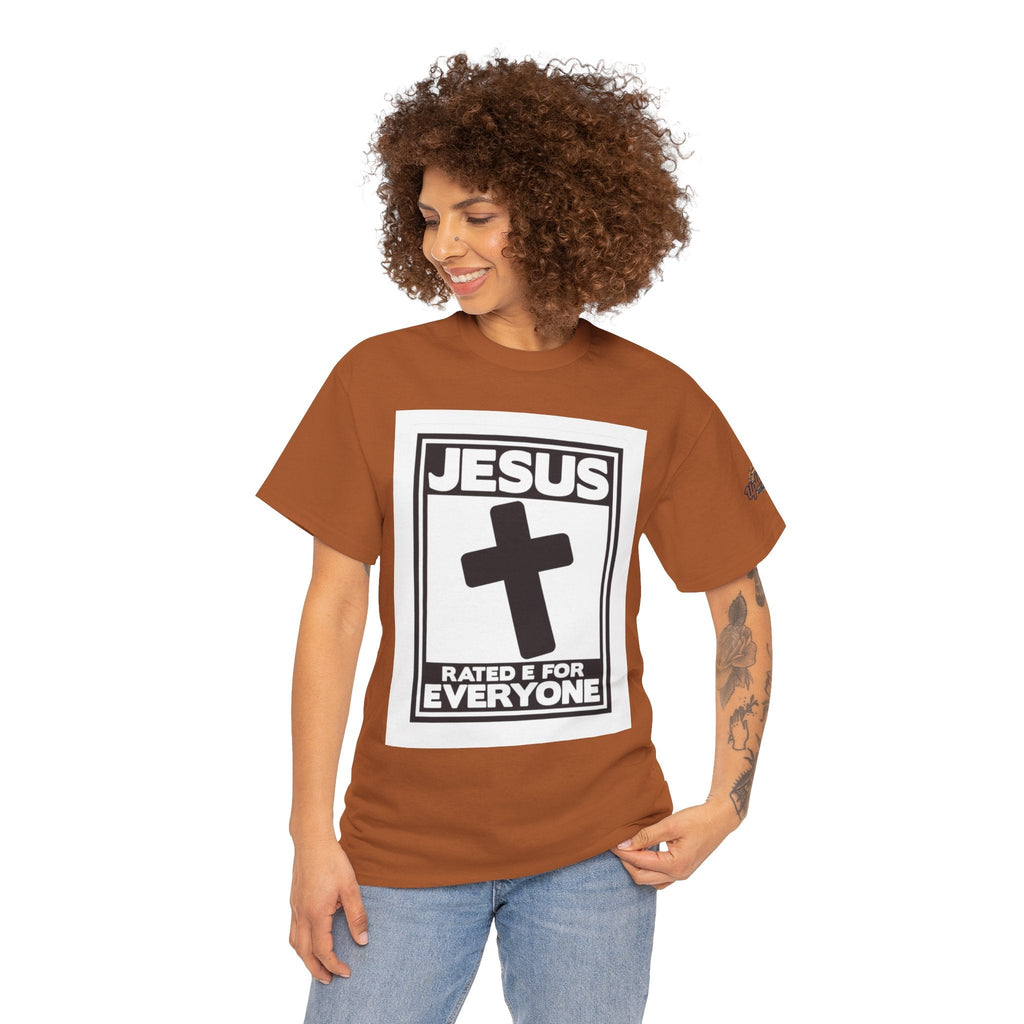 Jesus, Rated E for Everyone T-shirt - Gamer Faith T-shirt - Christian Video Game Parody Printify