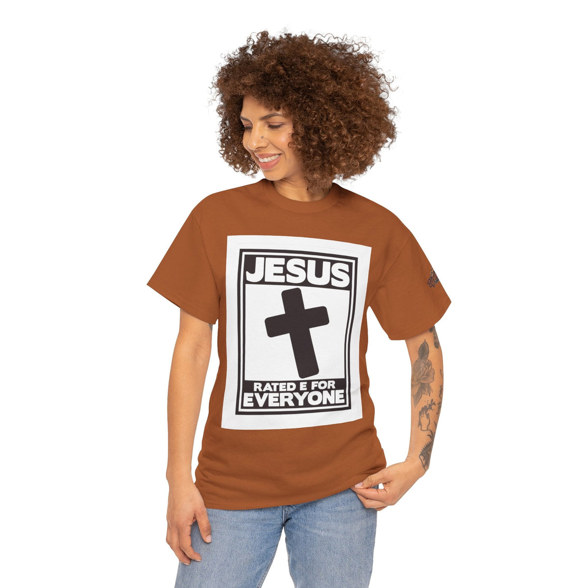 Jesus, Rated E for Everyone T-shirt - Gamer Faith T-shirt - Christian Video Game Parody Printify