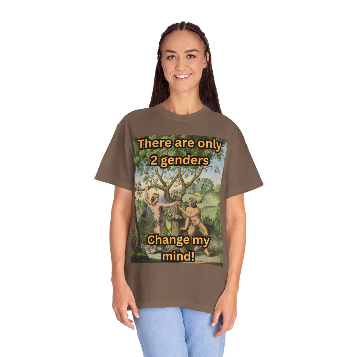There Are Only 2 Genders T-Shirt – Adam & Eve Cross Christian Tee for Bold Faith Printify
