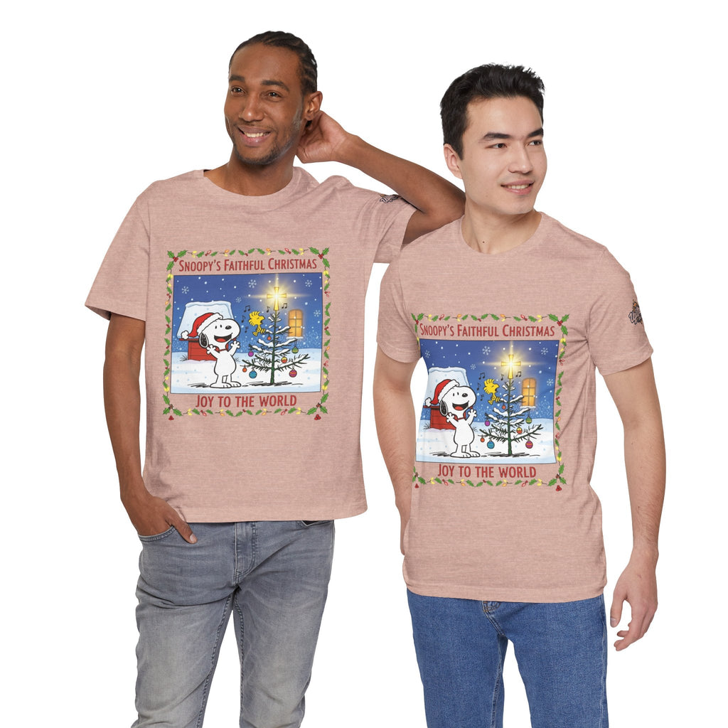 🎄 Faithful Christmas Friends – Christian Holiday T-Shirt | Festive Tree & Cartoon Duo | Heartwarming Christmas Tee by Uplifted Gear Printify