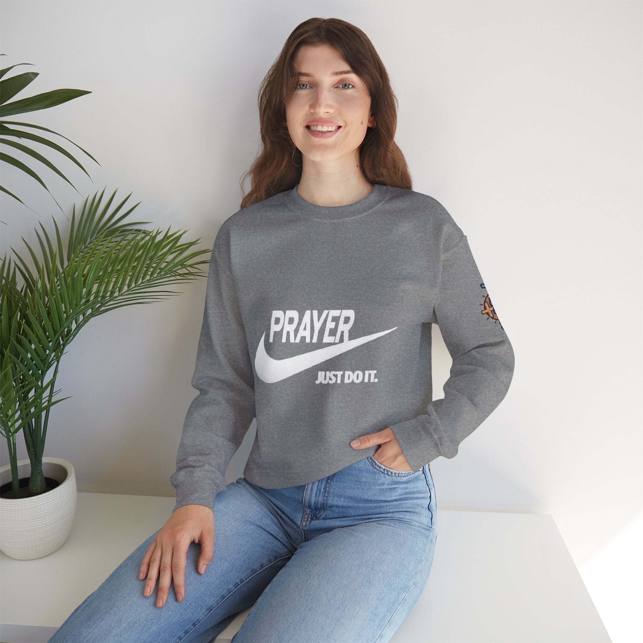 Prayer Just Do It Sweatshirt - Funny Christian Nike Parody Sweatshirt - Faith Gear Printify