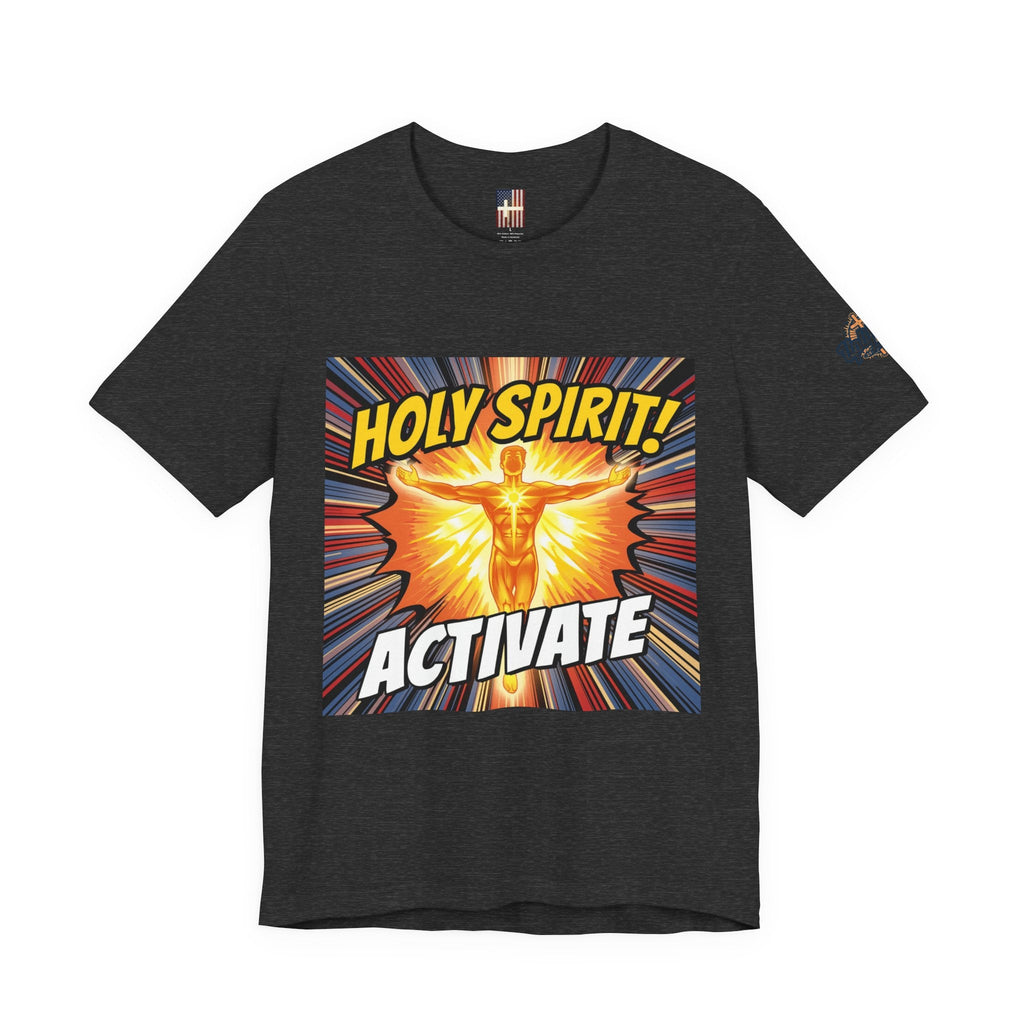 Holy Spirit Activate T-shirt – Superhero Christian T-shirt with Vibrant Power-Up Design for Faith-Fueled Boldness Printify