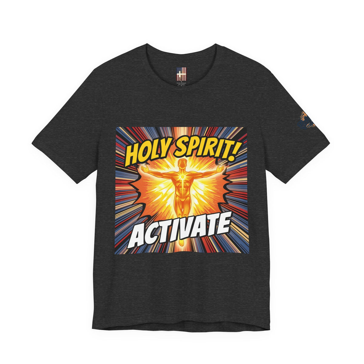 Holy Spirit Activate T-shirt – Superhero Christian T-shirt with Vibrant Power-Up Design for Faith-Fueled Boldness Printify