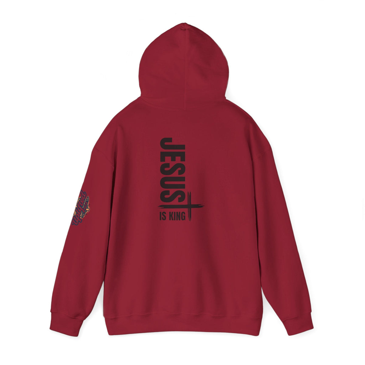 Jesus Is King Hoodie | Modern Typographic Cross Christian Hoodie Printify