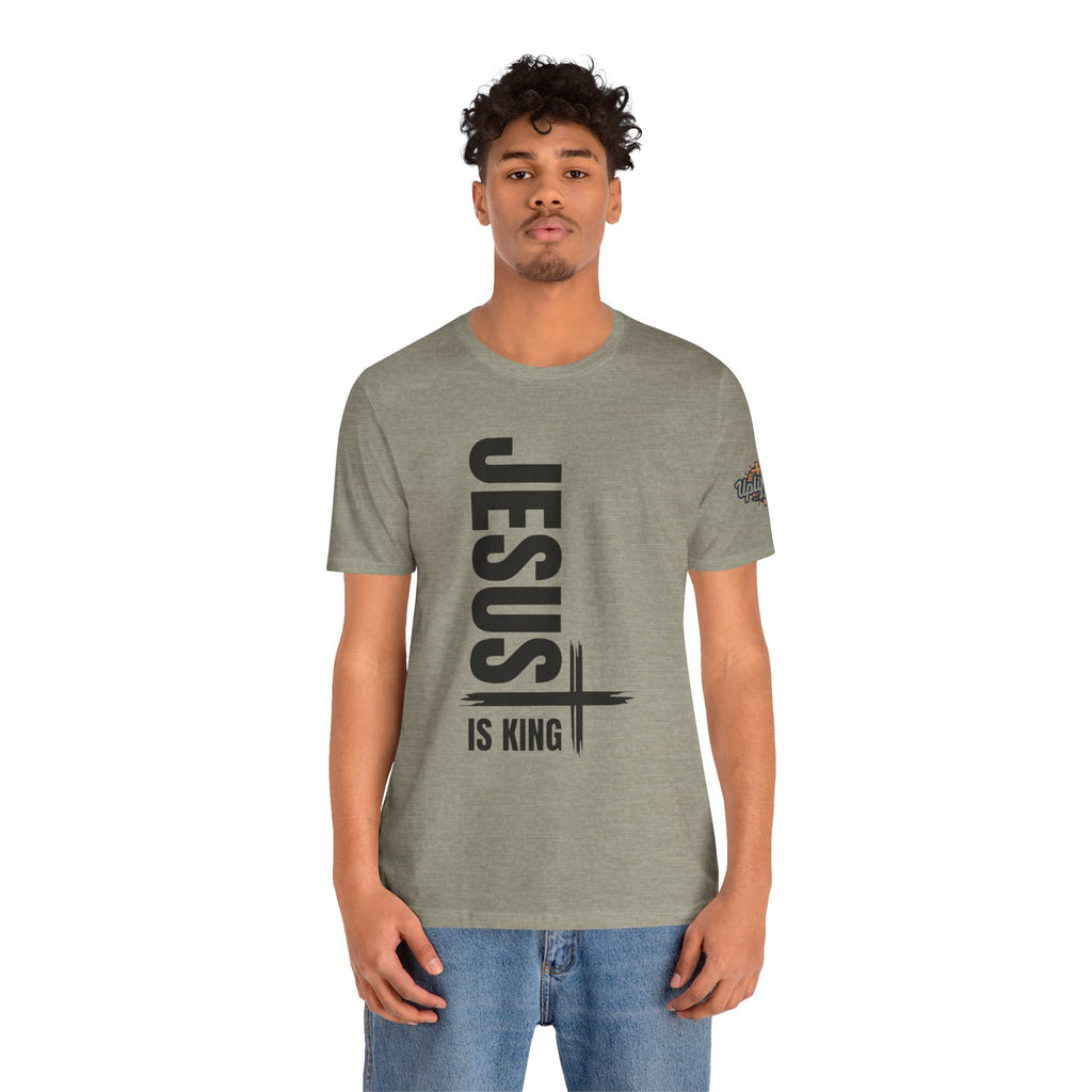 Jesus Is King T-shirt | Modern Typographic Cross Christian T-shirt Printify