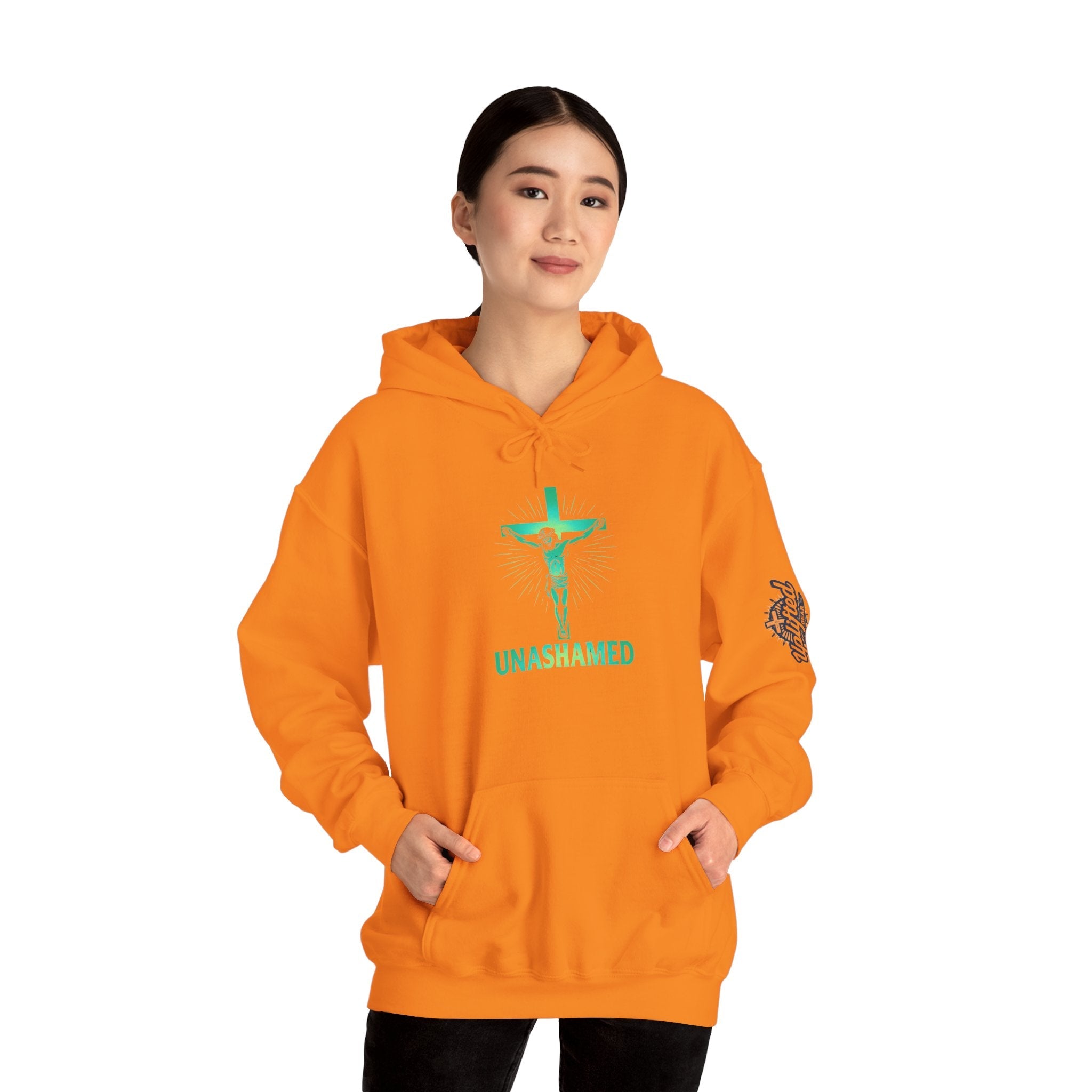 Unashamed Hoodie – Romans 1:16 Crucifixion Christian Hoodie for Bold Unwavering Faith Printify