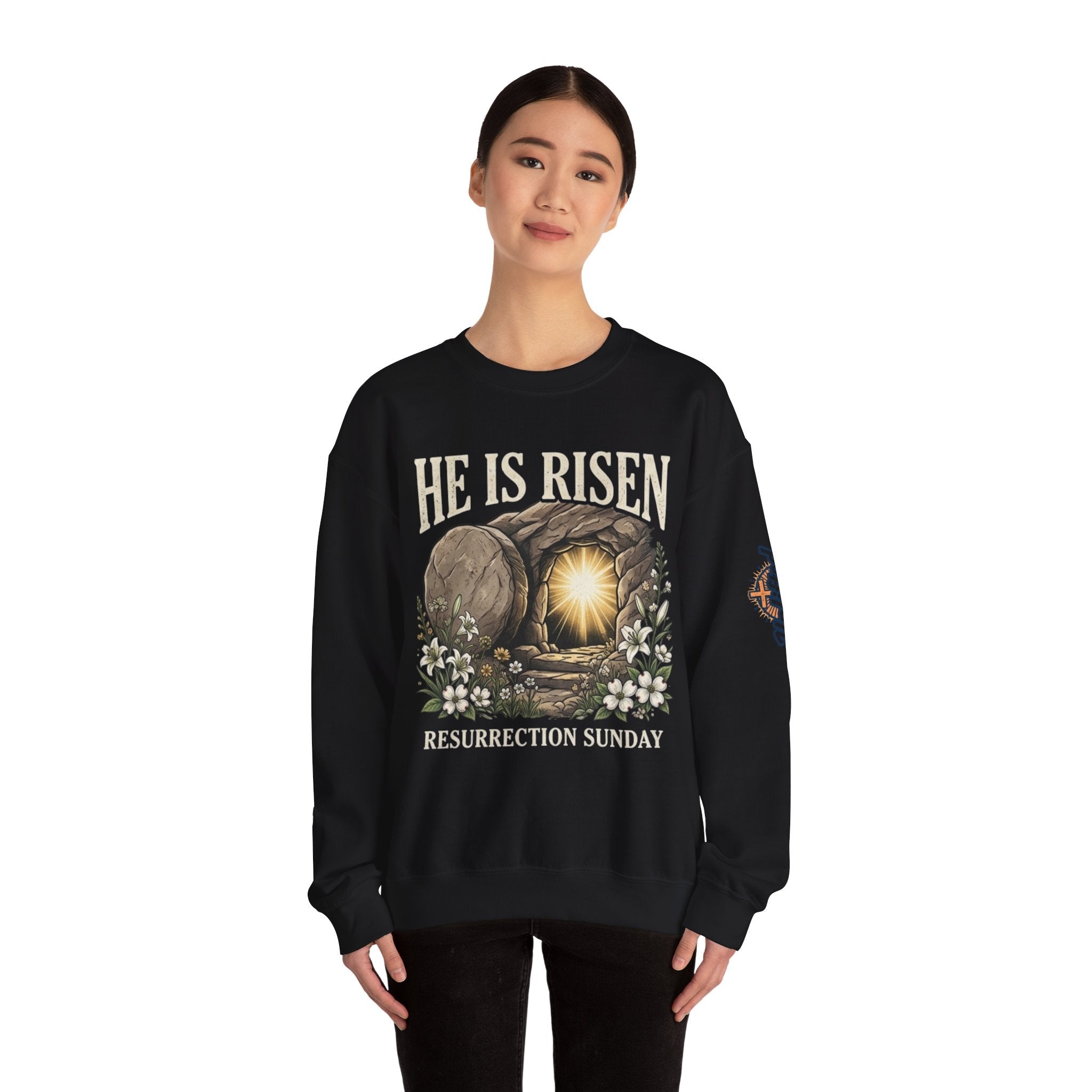 He Is Risen Sweatshirt — Jesus Christ Resurrection Easter Sweatshirt Printify