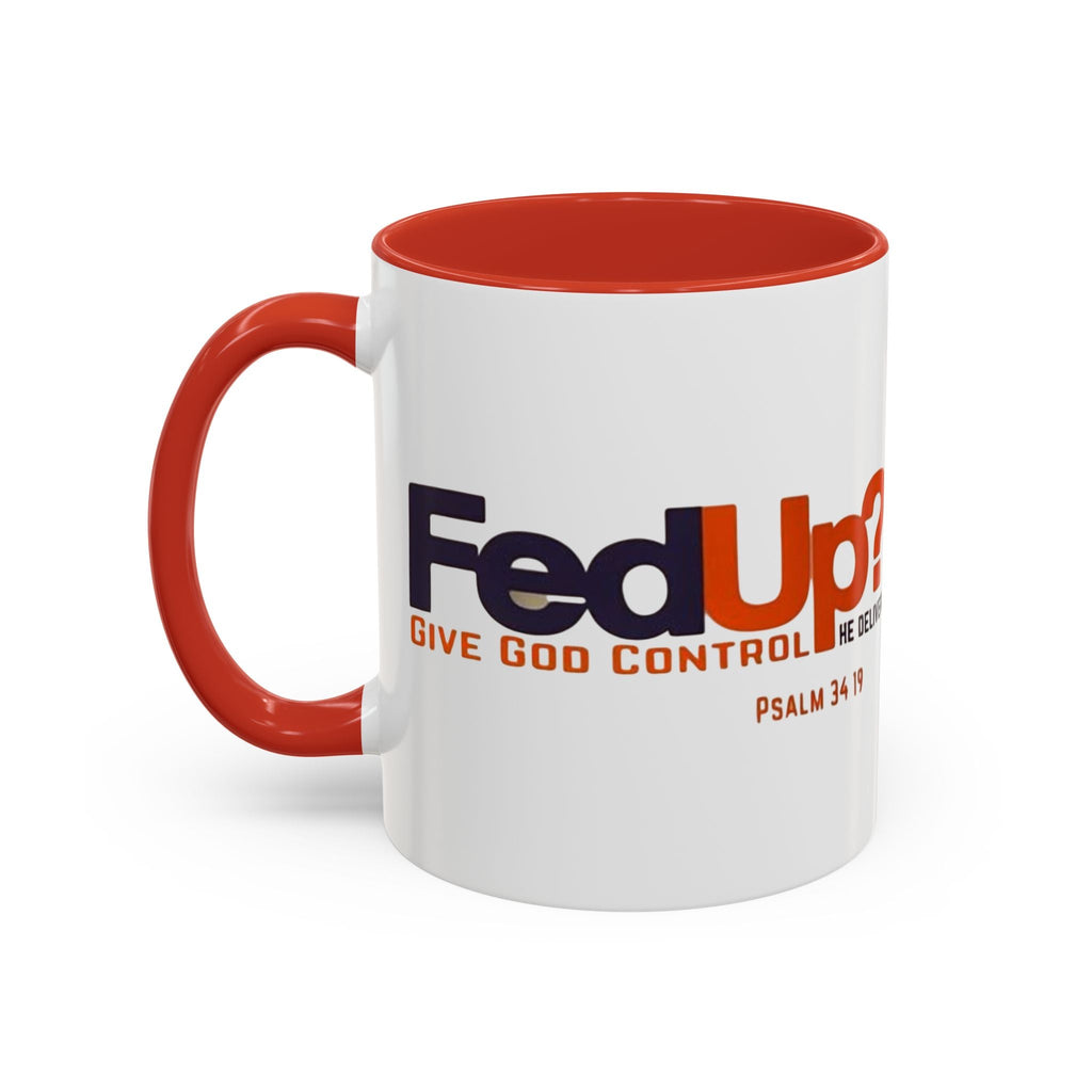 Funny Christian Coffee Mug — “Give God Control, HE Delivers” Accent Mug (11/15oz) Printify