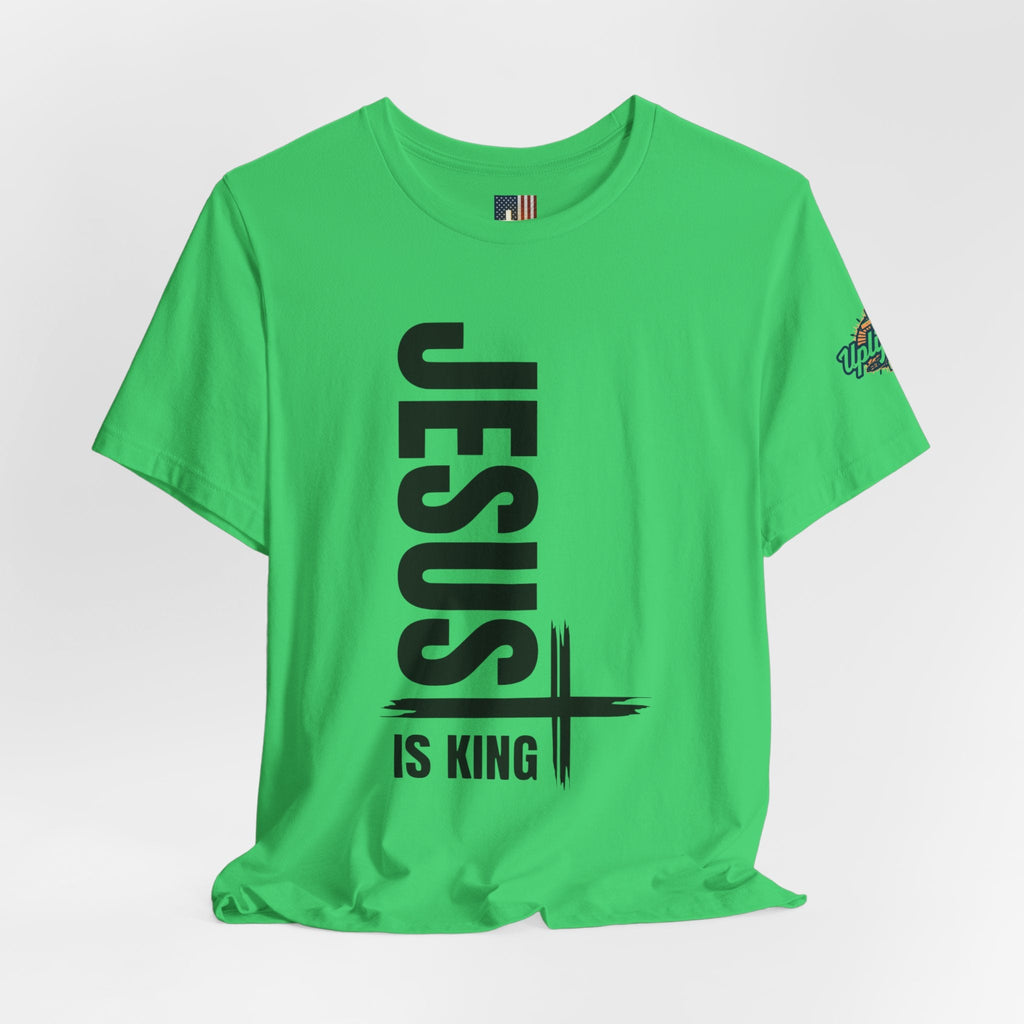 Jesus Is King T-shirt | Modern Typographic Cross Christian T-shirt Printify