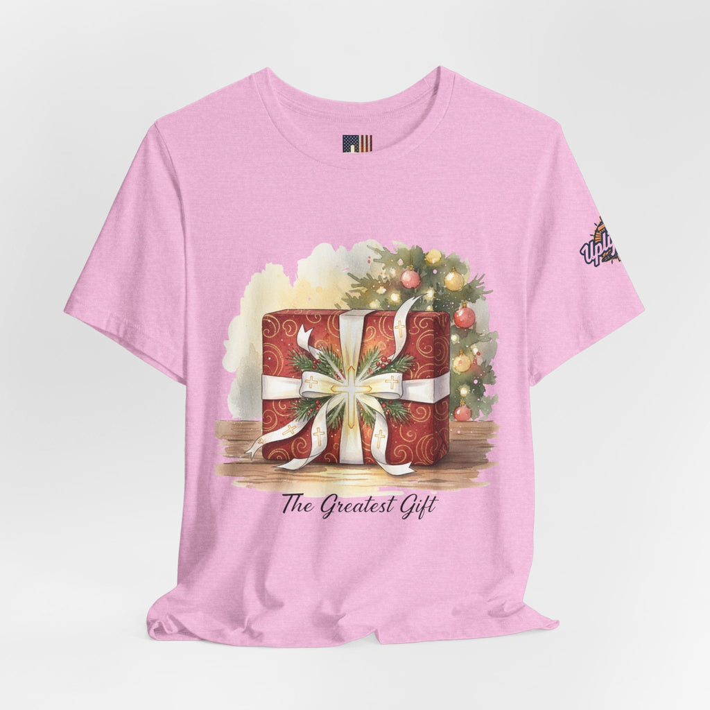 The Greatest Gift T-shirt – Cross Bow Present Christian T-shirt for Christmas Salvation & Eternal Faith Printify