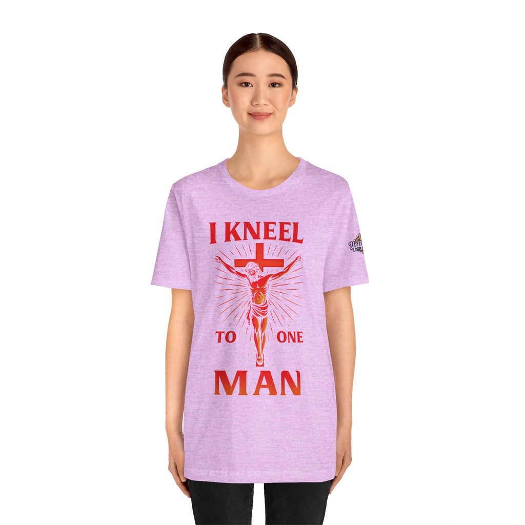 I Kneel to One Man T-shirt – Crucifixion Christian T-shirt for Unashamed Devotion & Bold Faith Printify