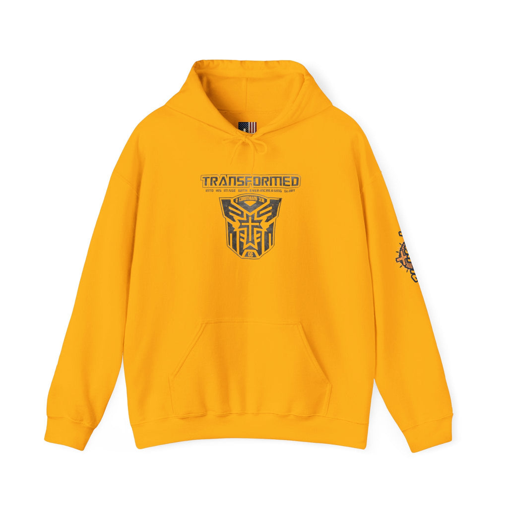 Transformer Logo Christian Hoodie | 2 Corinthians 3:18 Bible Verse Hoodie Printify