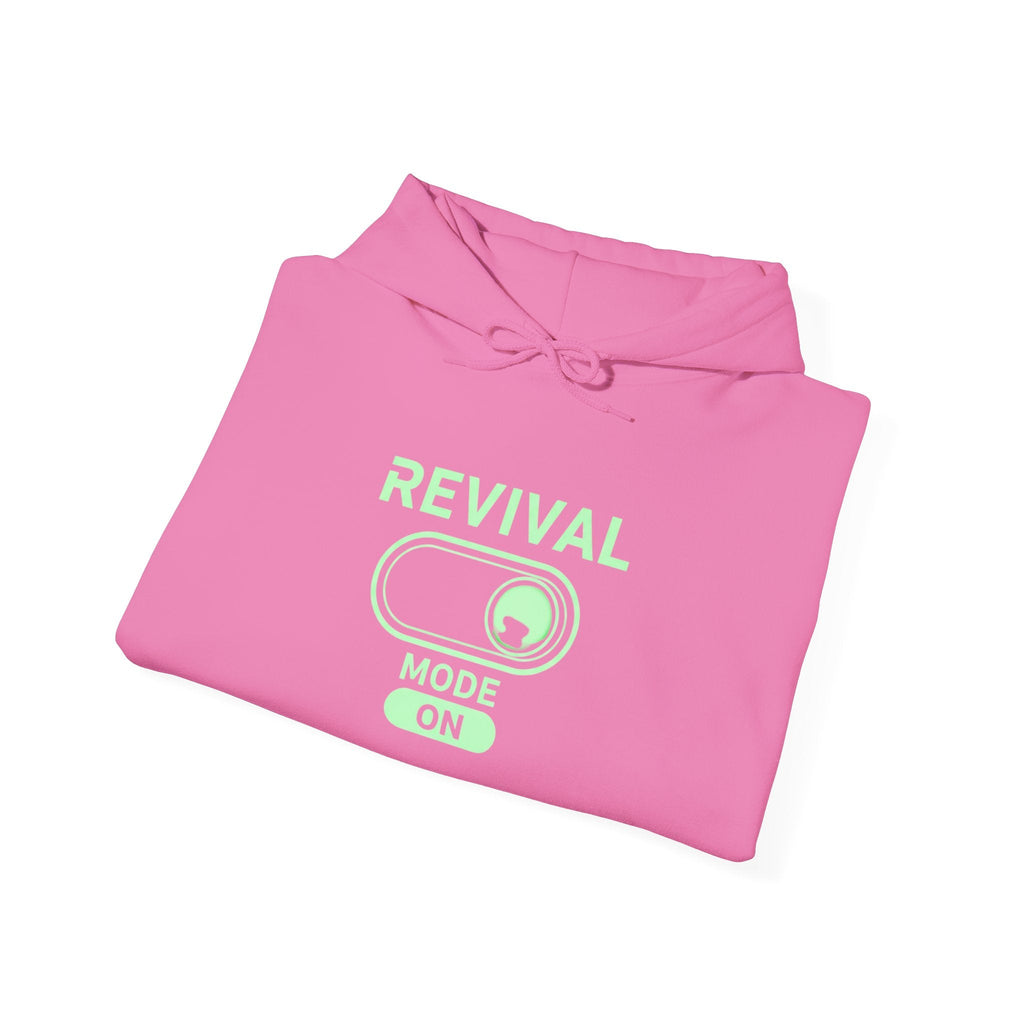 🔥 Revival Mode: ON – Christian Techwear Hoodie | Glowing Green Faith Switch | Futuristic Jesus Shirt | Activate Your Spiritual Awakening | Uplifted Gear Printify