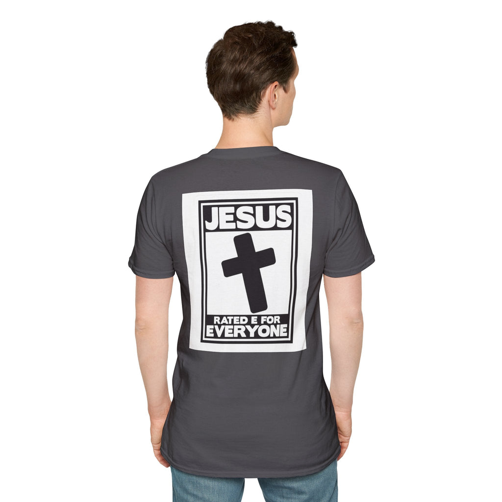 Jesus, Rated E for Everyone T-shirt - Gamer Faith T-shirt - Christian Video Game Parody Printify