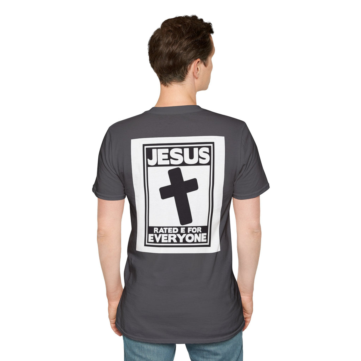Jesus, Rated E for Everyone T-shirt - Gamer Faith T-shirt - Christian Video Game Parody Printify
