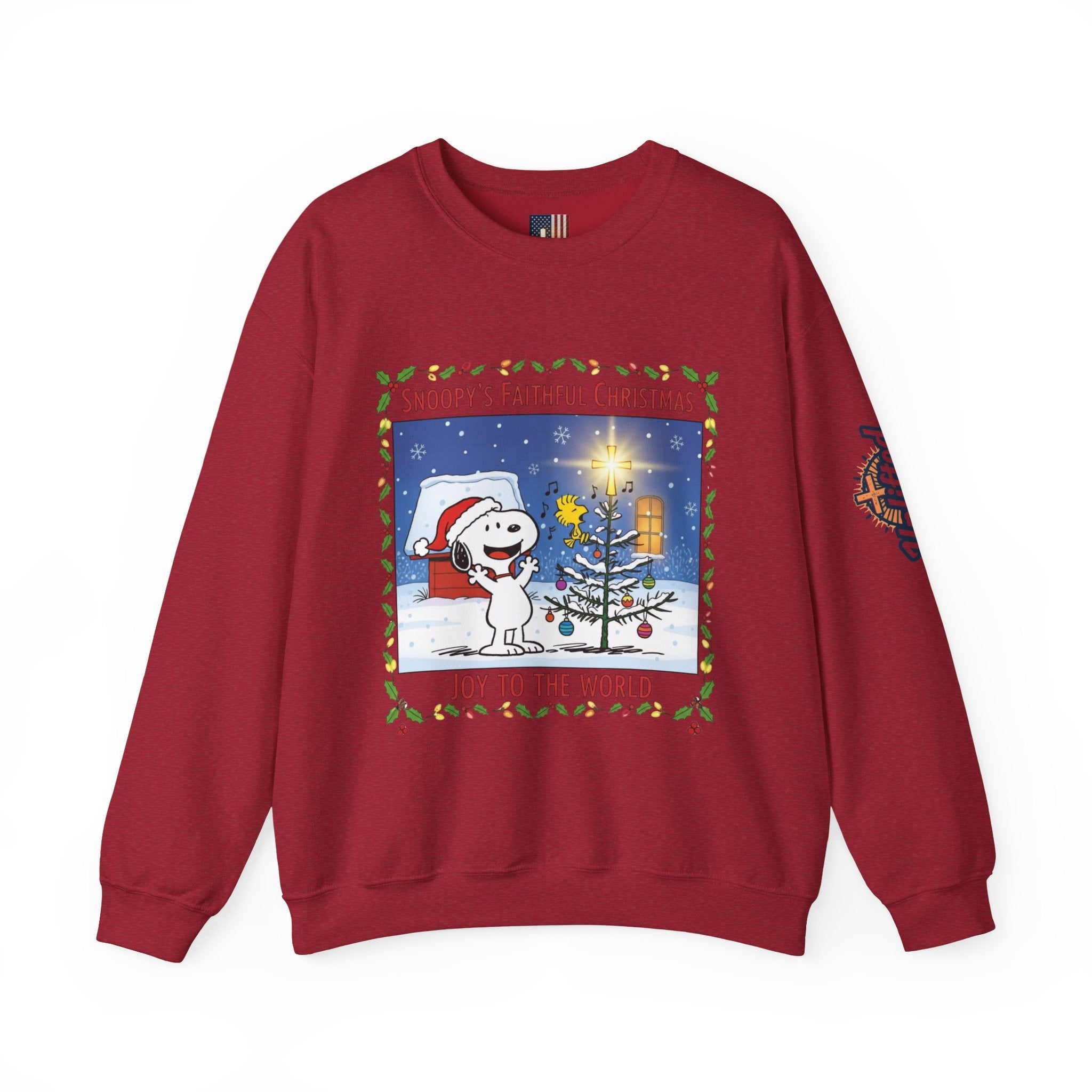 🎄 Faithful Christmas Friends – Christian Holiday Sweatshirt | Festive Tree & Cartoon Duo | Heartwarming Christmas Tee by Uplifted Gear Printify