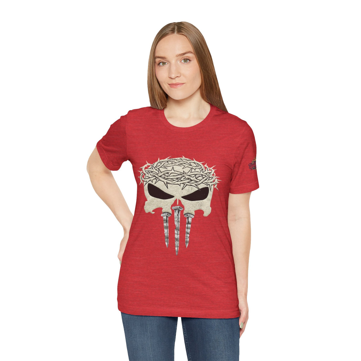 Christian Skull T-shirt - Crown of Thorns & Nails - Warrior Faith T-shirt Printify