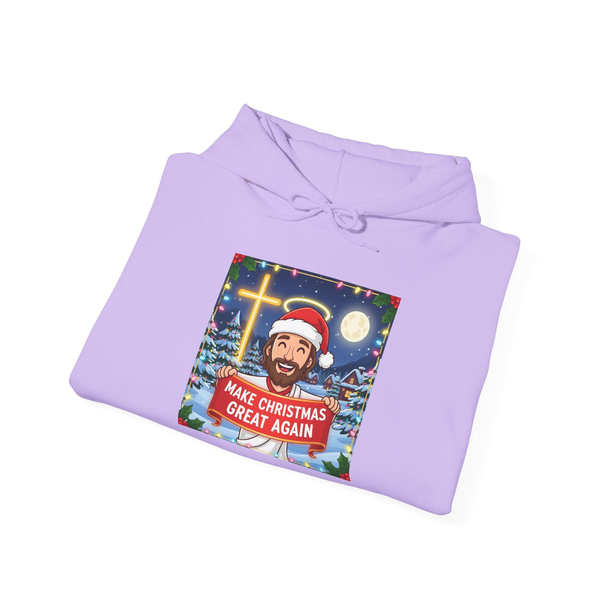 🎄 Make Christmas Great Again – Funny Christian Hoodie | Jesus Holding Banner | Faith-Based Holiday Parody Tee | Uplifted Gear Printify