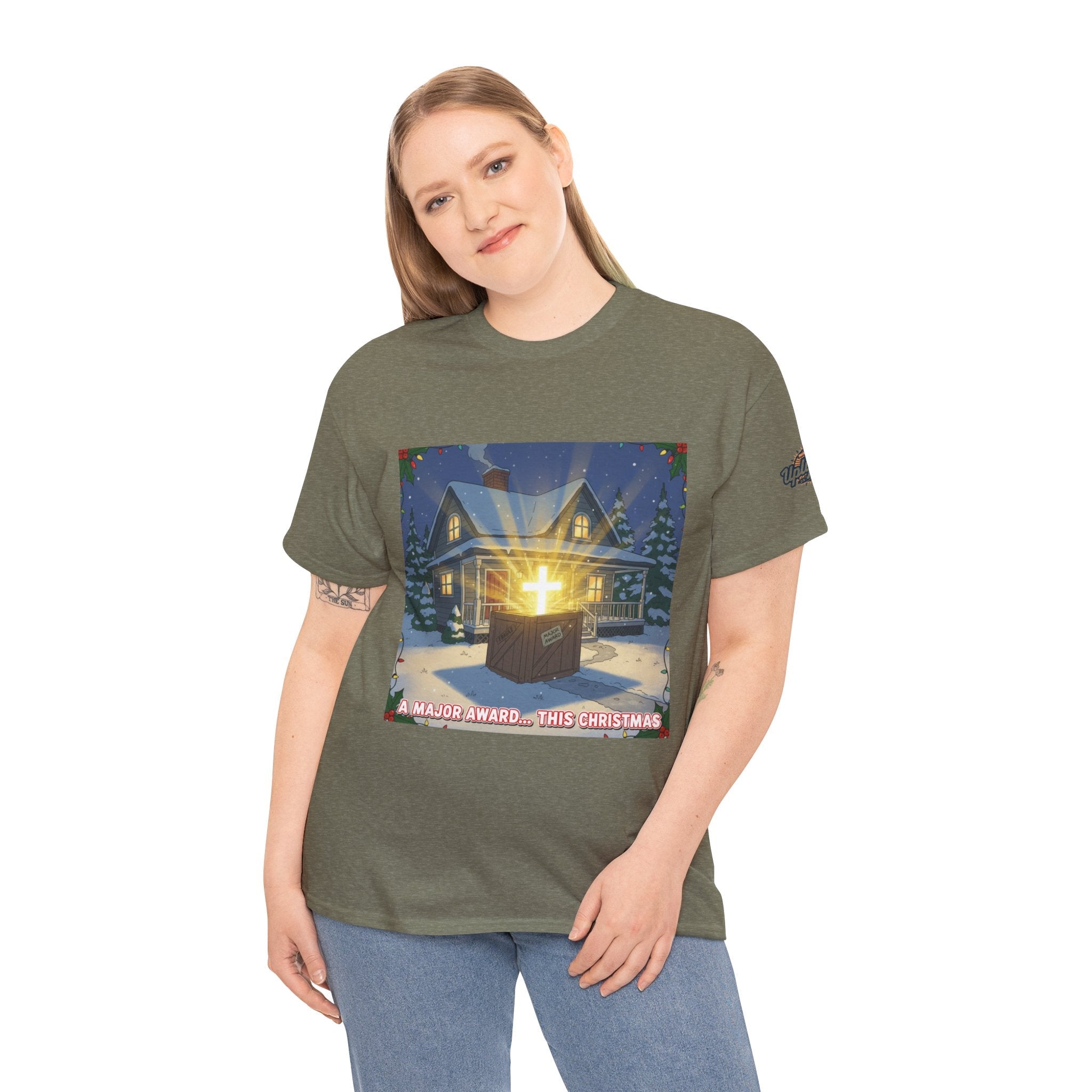 A Major Award This Christmas T-shirt – Fragile Leg Lamp Parody Cross Unboxing Christian T-shirt for Hilarious Faith & Holiday Glow Printify