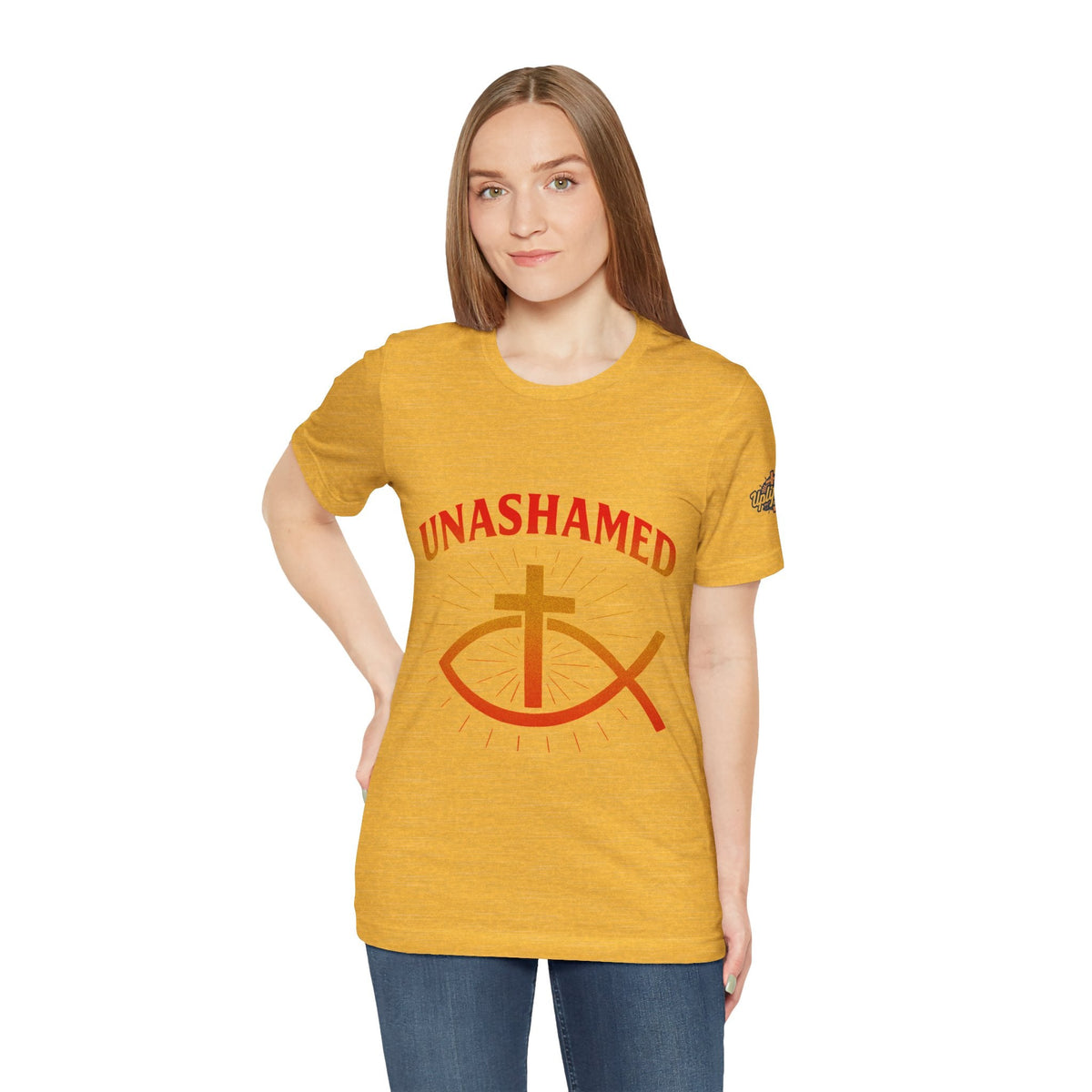 Unashamed T-shirt – Ichthys Jesus Fish & Cross Christian T-shirt for Romans 1:16 Bold Faith Printify