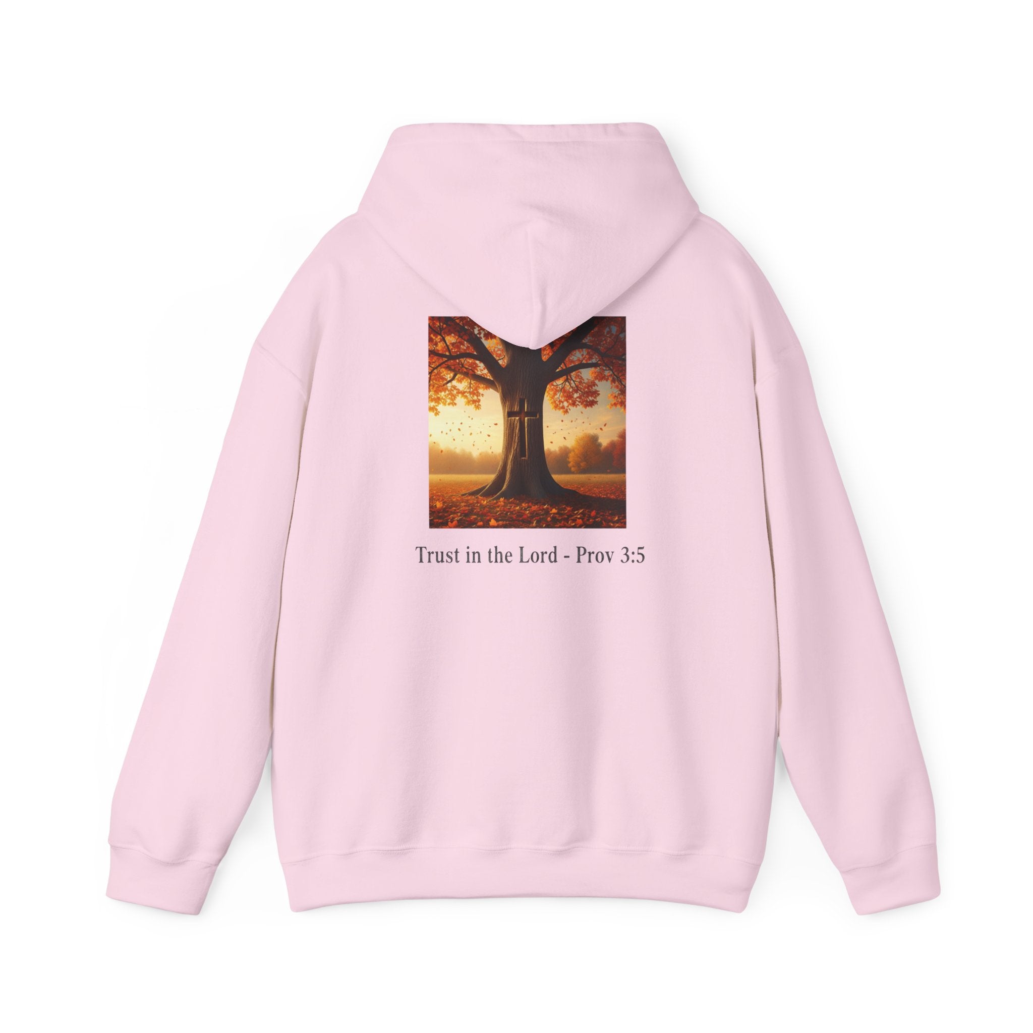 Trust in the Lord Hoodie – Autumn Tree Proverbs 3:5 Christian Hoodie for Cozy Faith Printify