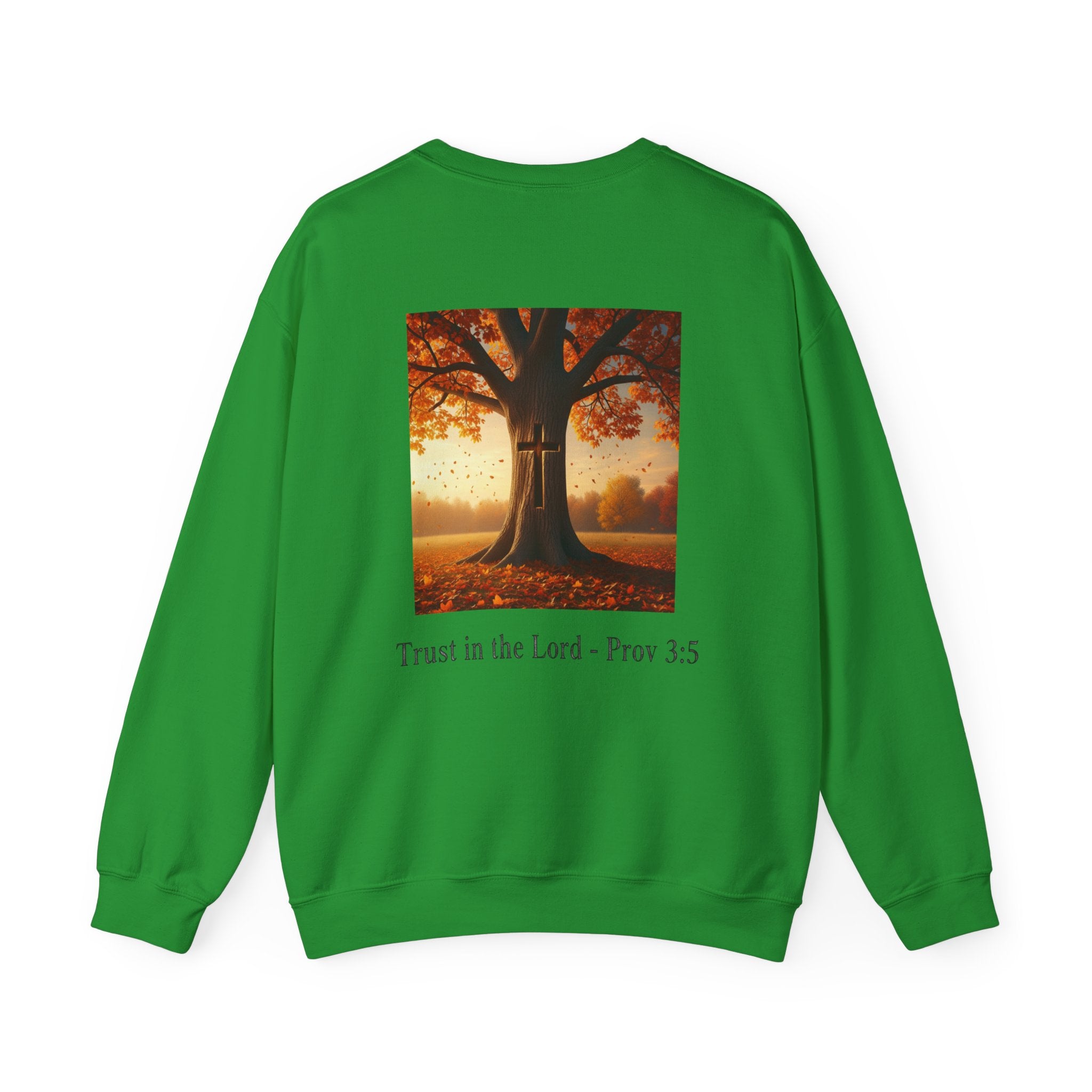 Trust in the Lord Sweatshirt – Autumn Tree Proverbs 3:5 Christian Sweatshirt for Cozy Faith Printify