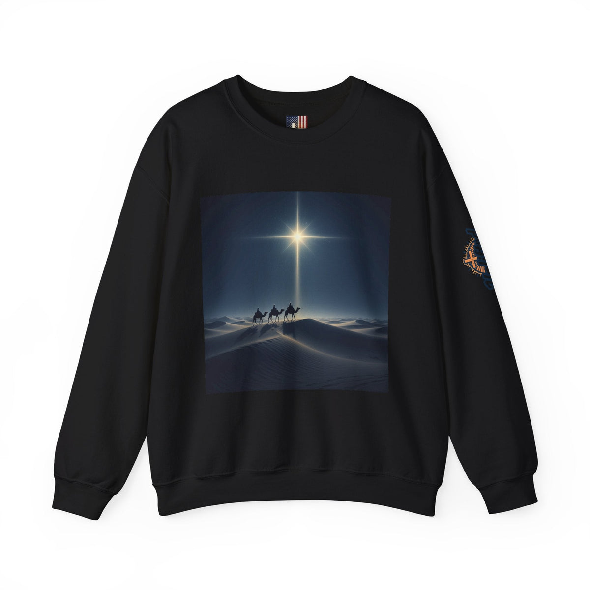 3 Wise Men Sweatshirt – Magi Camels Nativity Journey Christian Christmas Sweatshirt for Epiphany Faith & Holy Night Printify