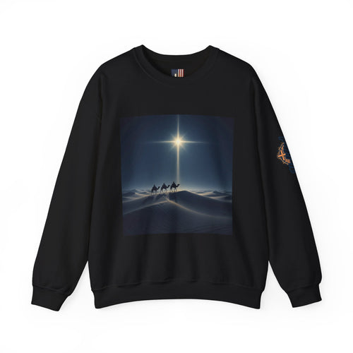 3 Wise Men Sweatshirt – Magi Camels Nativity Journey Christian Christmas Sweatshirt for Epiphany Faith & Holy Night Printify